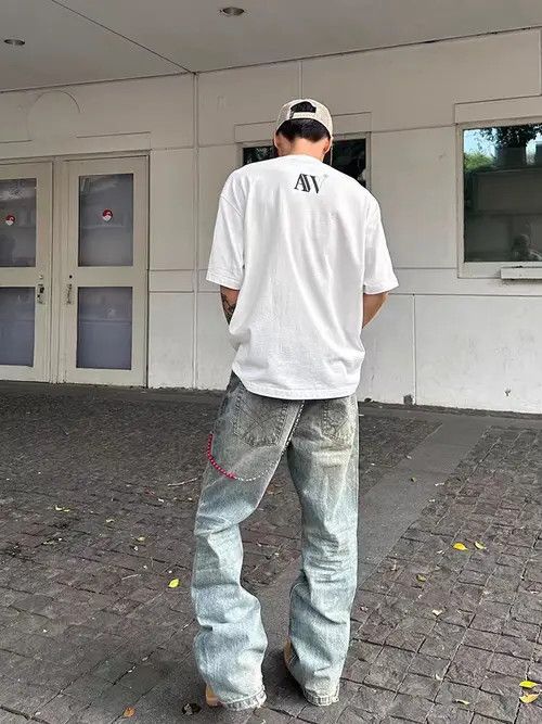 Japanese Brand × Jean Washed vintage irregular ripped baggy jeans Size US 32 / EU 48 - 3 Thumbnail