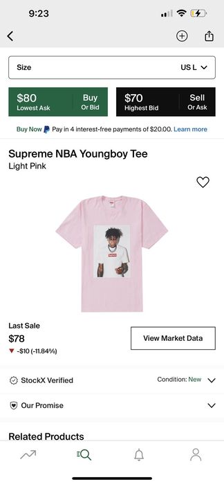 Supreme NBA Youngboy Tee Black Men's - FW23 - US