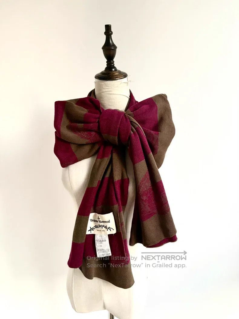 Vivienne Westwood Vivienne Westwood Red Brown Striped Large Saturn Logo Scar Size ONE SIZE - 1 Thumbnail