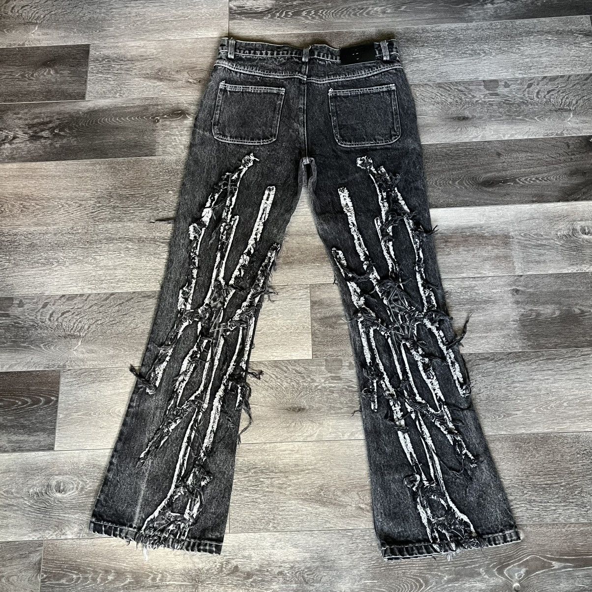 Japanese Brand Jason Demaci Thorn Distressed Scratch Denim Jeans Size 32 Size US 32 / EU 48 - 1 Thumbnail