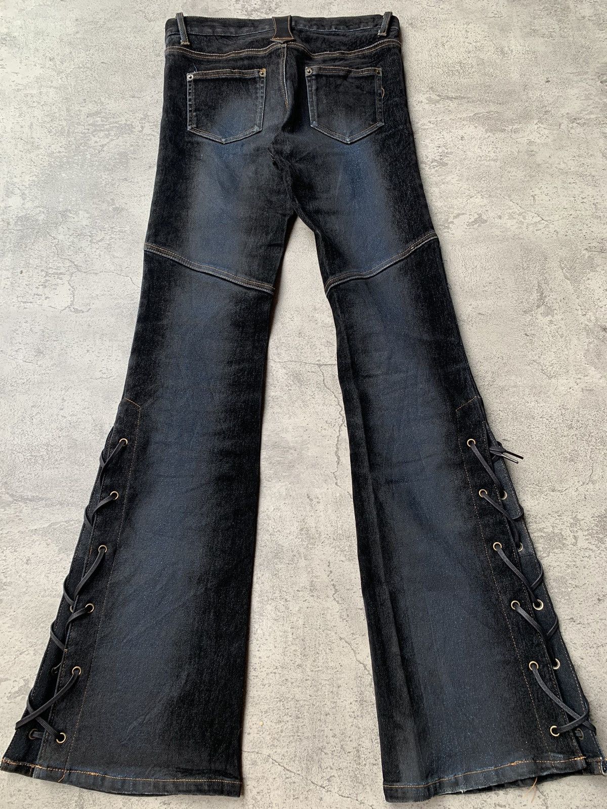 Japanese Brand vertgarments velvet lace up flare jeans Size US 27 - 4 Thumbnail