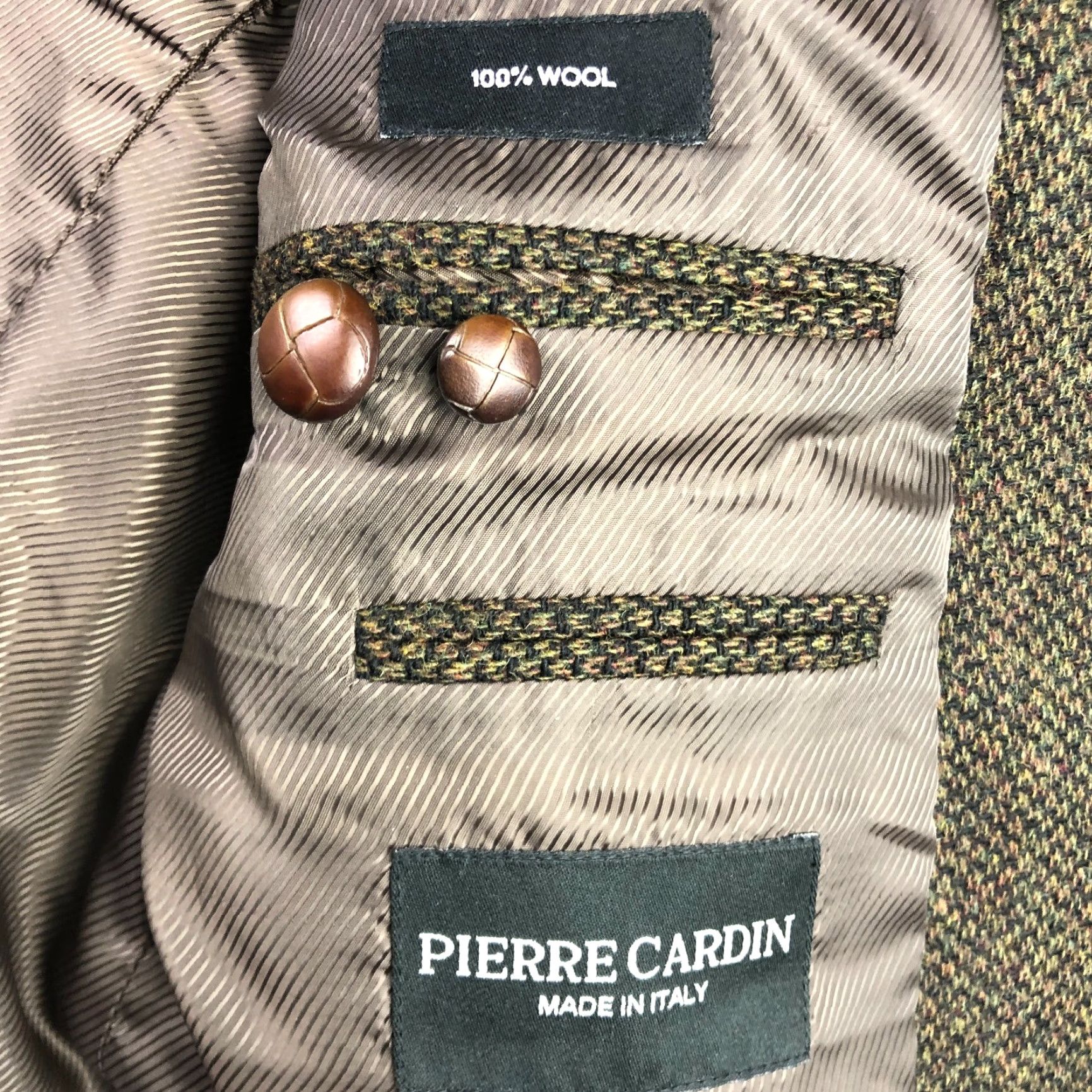 Pierre Cardin Pierre Cardin Blazer Tweed Wool Leather Buttons Notch Lapel Single-Breasted 42 R Classic Brown Red Italy Men Men’s Vintage No Size 42R - 3 Thumbnail