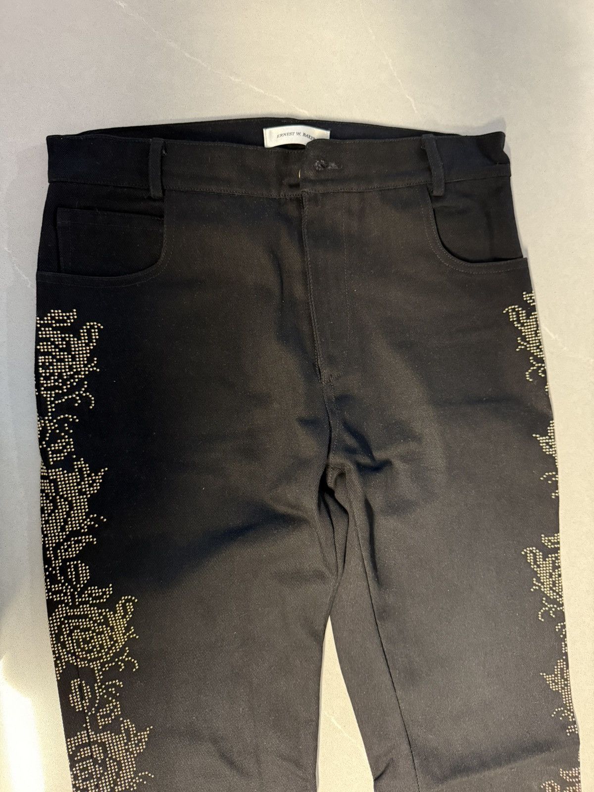 Ernest W. Baker Ernest W. Baker Black Rose Studded Jeans Size US 32 / EU 48 - 2 Thumbnail