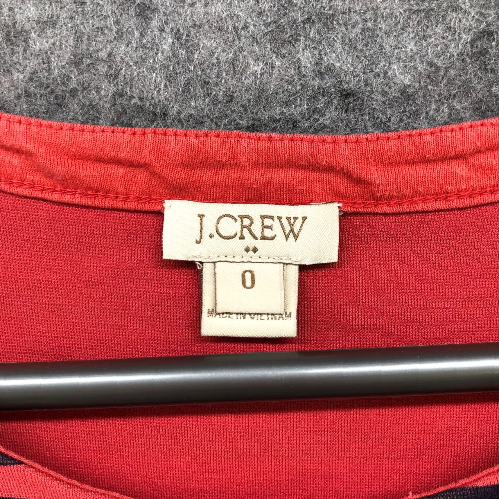 J.Crew J.CREW Dress Striped 3/4 Sleeve Knit A-Line Knee Length Coral Navy Size 0 Womens Size XS / US 0-2 / IT 36-38 - 7 Thumbnail