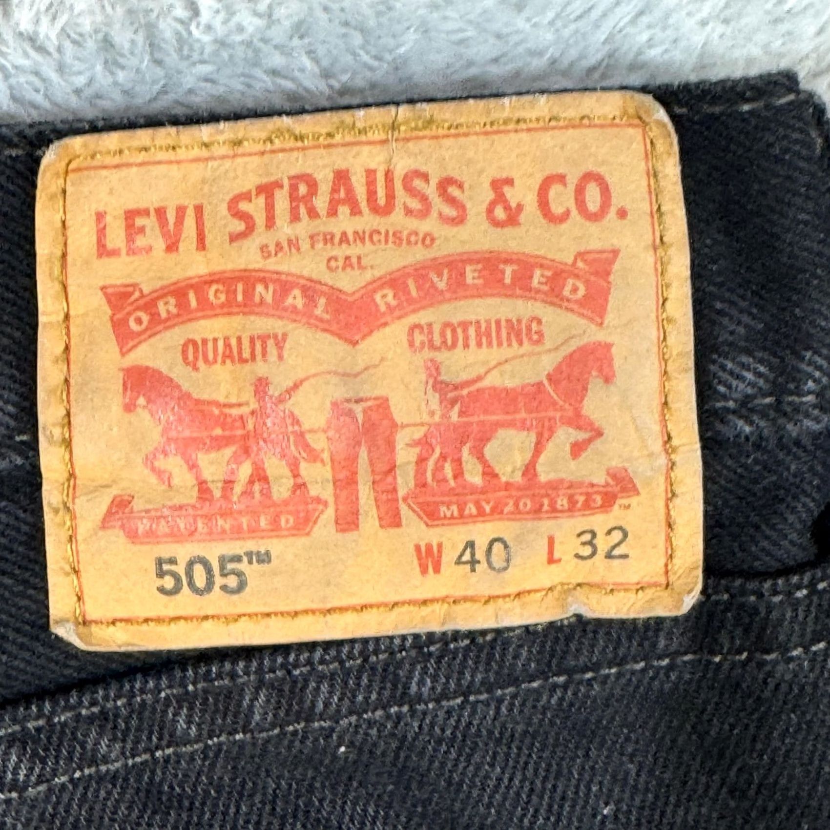 Levi's Levi's 505 Jeans Mens 40x32 Black Straight Leg Denim Pants Cotton Size US 40 / EU 56 - 3 Thumbnail