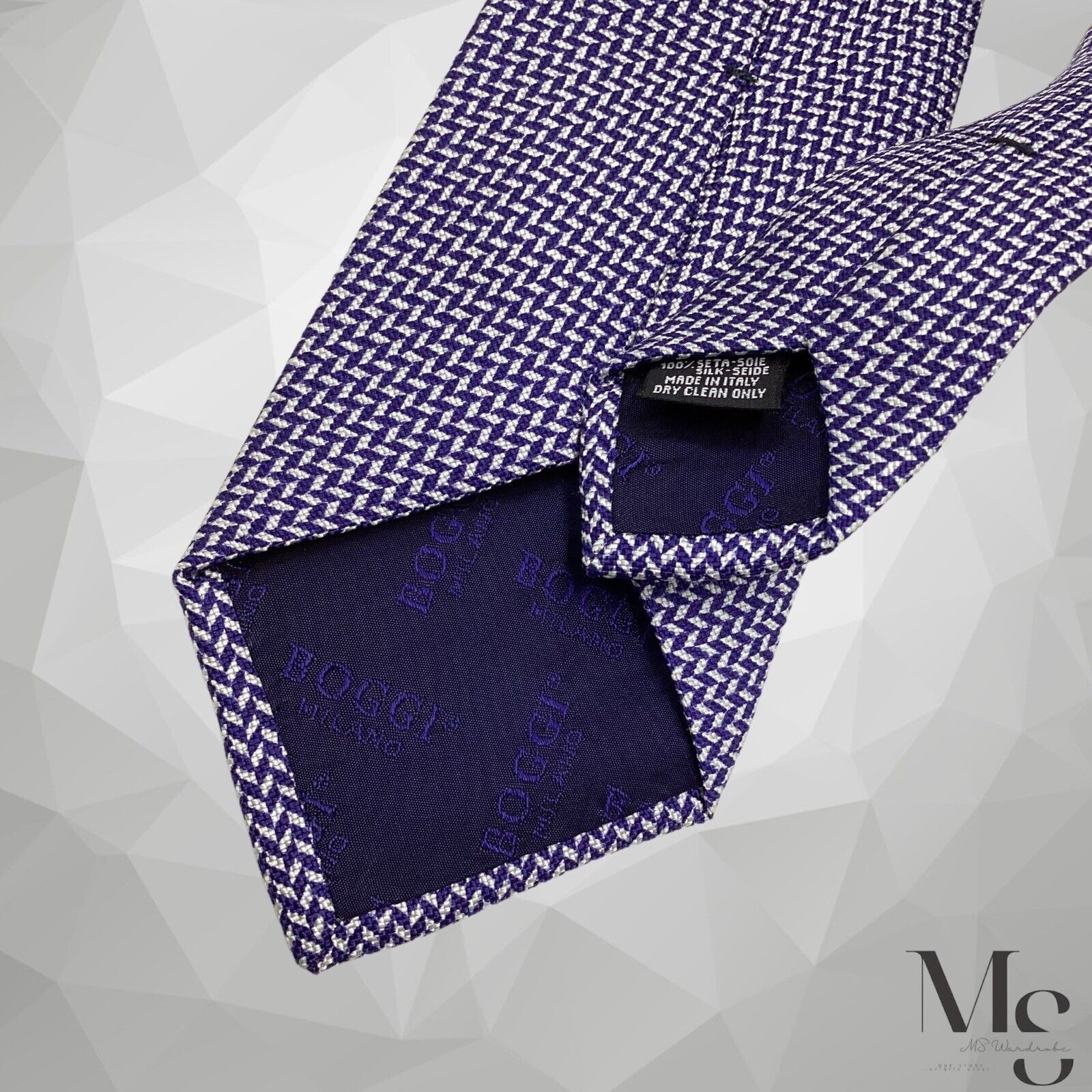Boggi BOGGI MILANO XL Blue Geometric 3D Luxury Silk Tie Italy W: 3 Size ONE SIZE - 6 Thumbnail