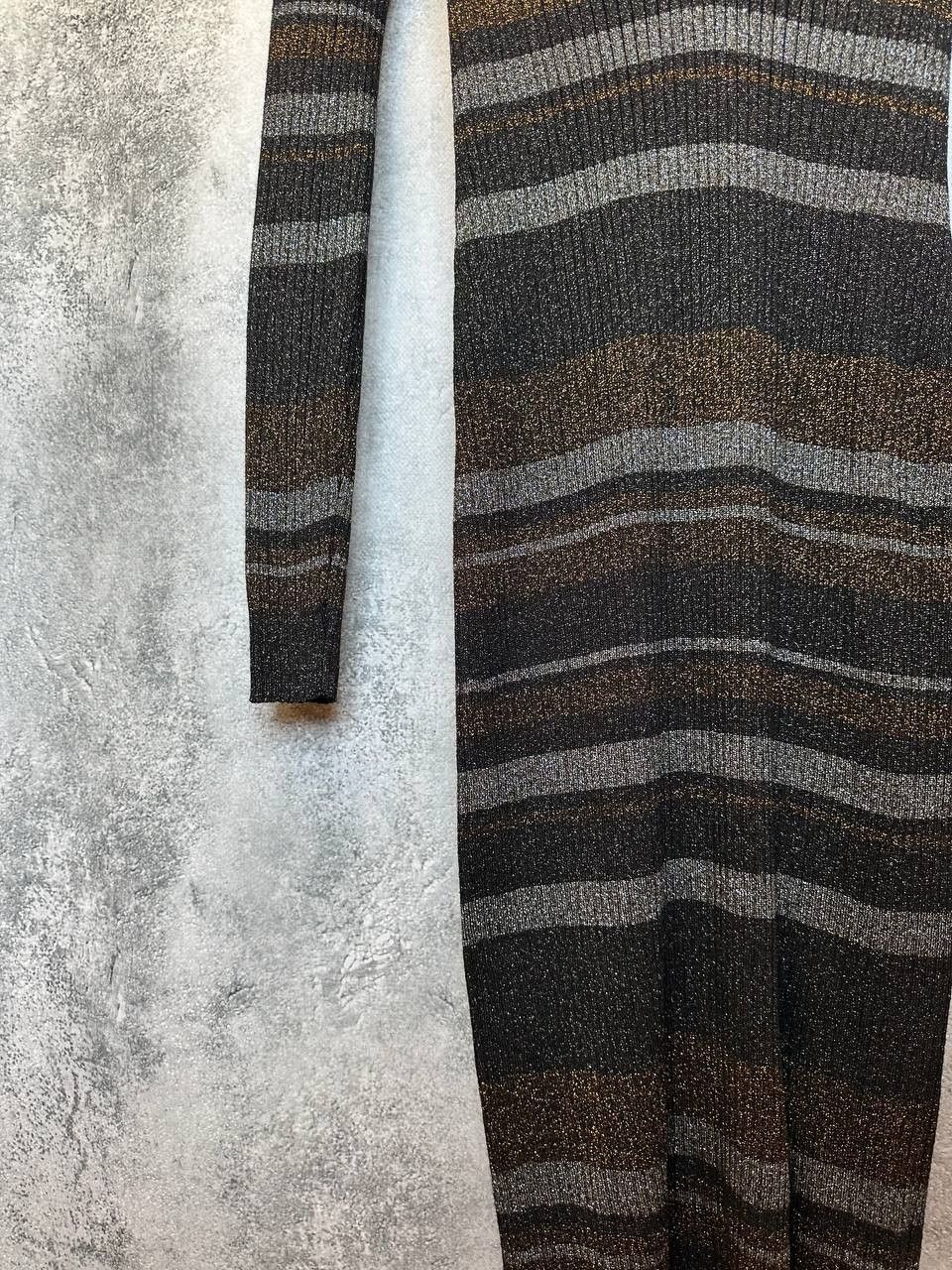 Reiss REISS Sassy Metallic-Stripe Knit Dress Maxi Tight Size L / US 10 / IT 46 - 8 Thumbnail