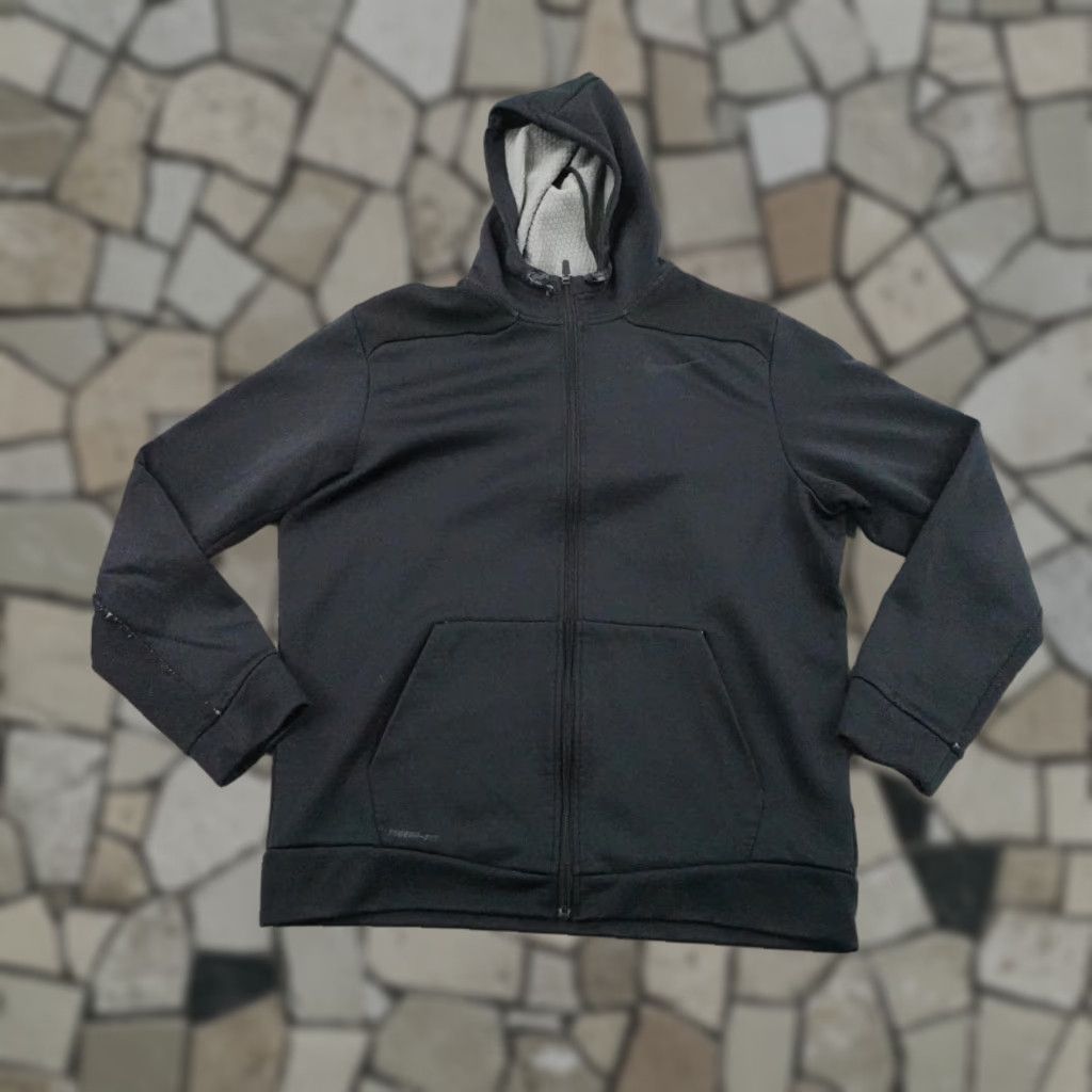 Nike Nike Hoodie Mens XL Black Therma Fit Honeycomb Fleece Lined Sweatshirt Full Zip Size US XL / EU 56 / 4 - 1 Thumbnail