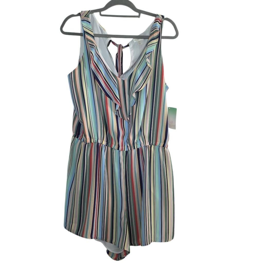 Decree Decree Women's Size XL Multicolored Striped Ruffle Front Blo Size XL / US 12-14 / IT 48-50 - 1 Thumbnail