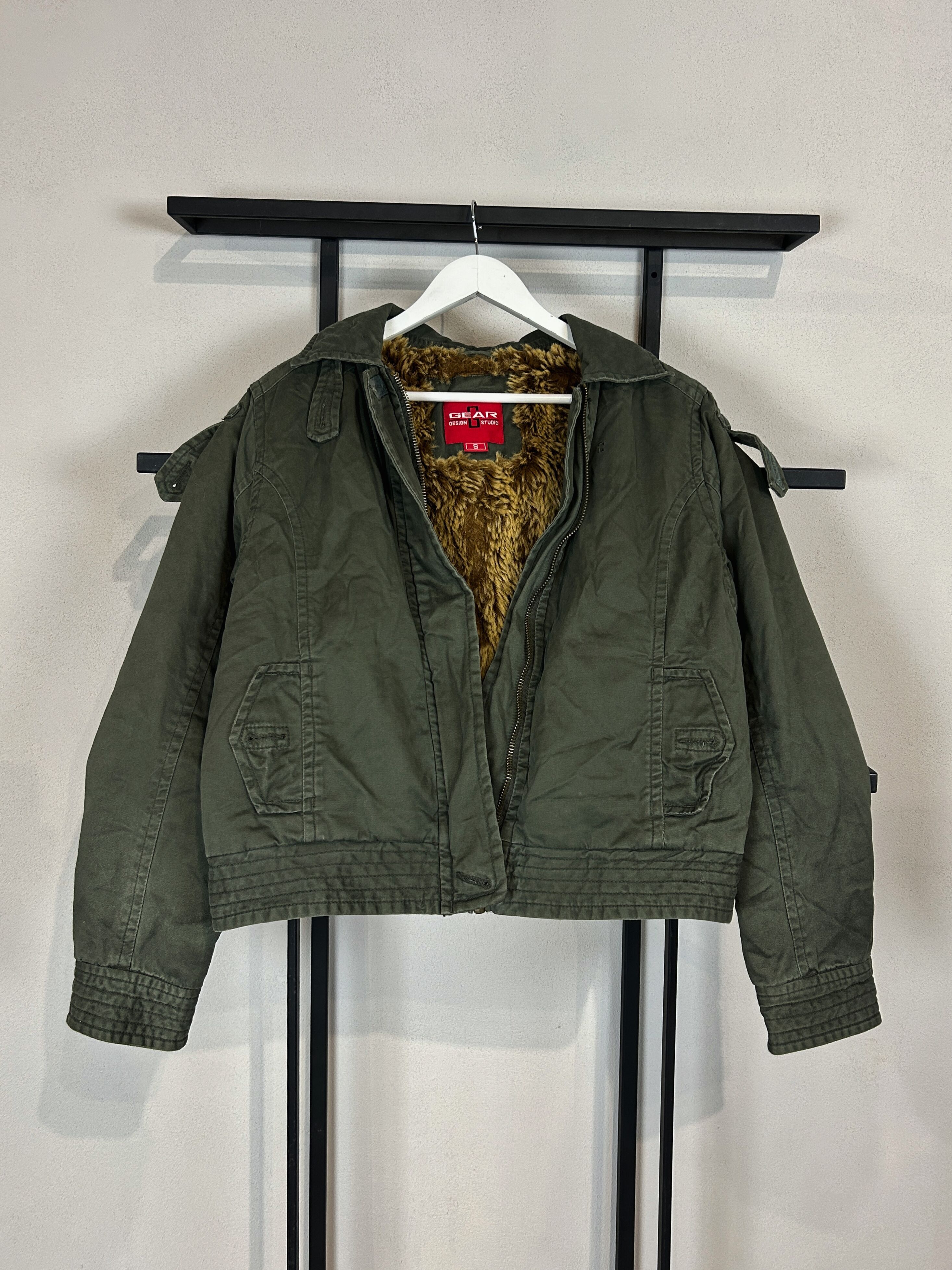 Japanese Brand Army Jacket Fur Lined Green Military Grunge Y2K Utility Core Size US S / EU 44-46 / 1 - 2 Thumbnail