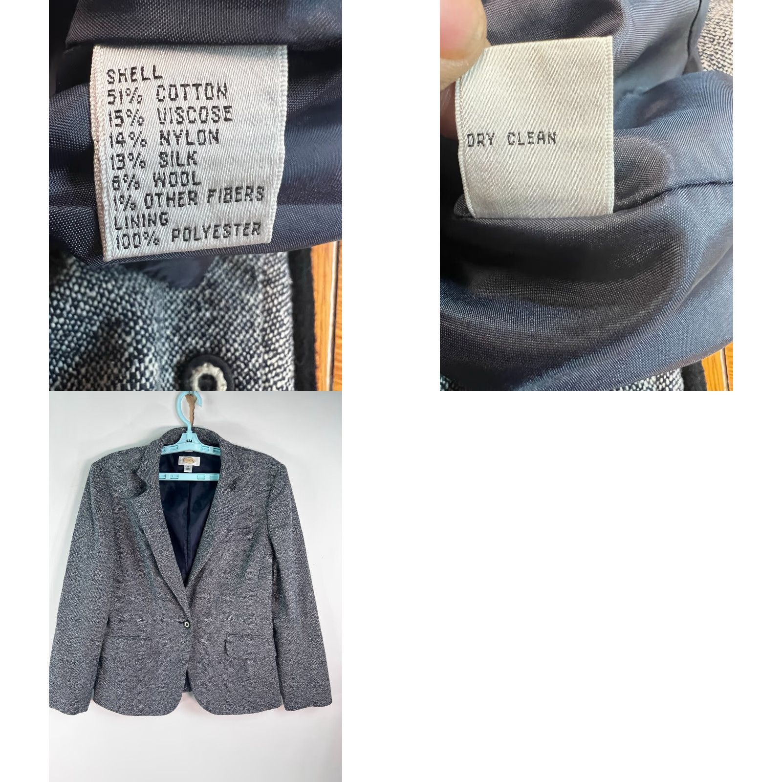 Talbots Talbots Gray One-Button Knotch Point Blazer Dress Jacket 12 Womens Suit Jacket Blazer 12 Gray Size XL / US 12-14 / IT 48-50 - 8 Thumbnail