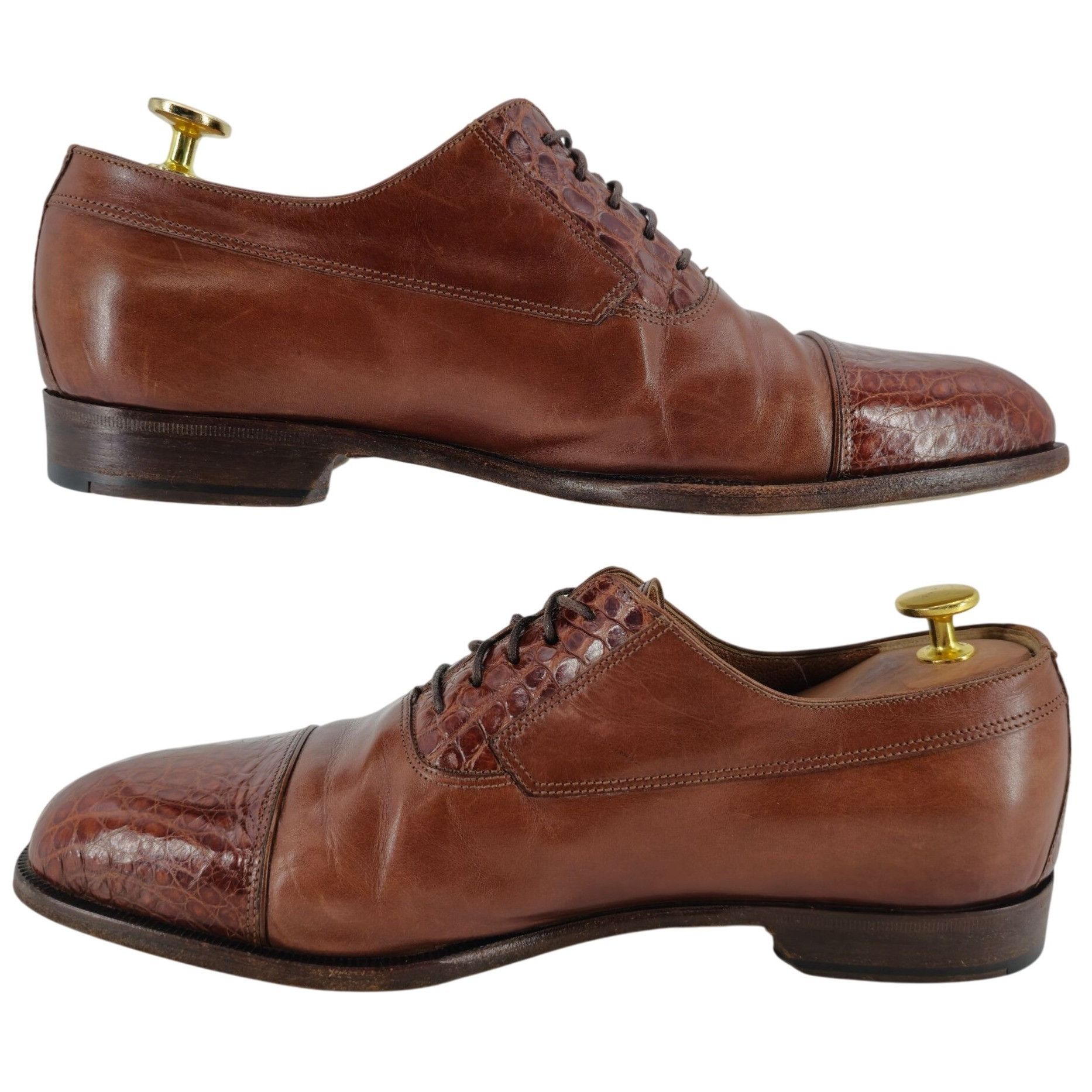 Bruno Magli Exotic Bruno Magli Italy Brown Alligator Leather Oxfords 10M Size US 10 / EU 43 - 8 Thumbnail