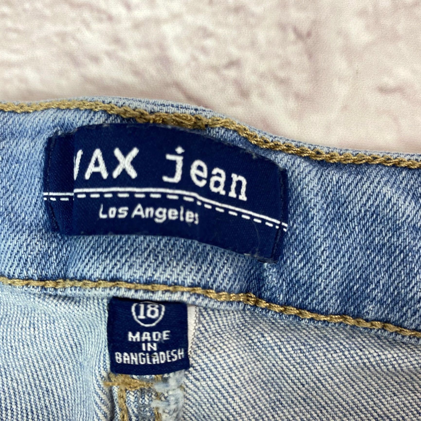 Denime Wax Jean Jeans Womens 18 Light Wash Distressed Ripped Stretch Denim Raw Hem Size 40" / US 18 - 5 Thumbnail