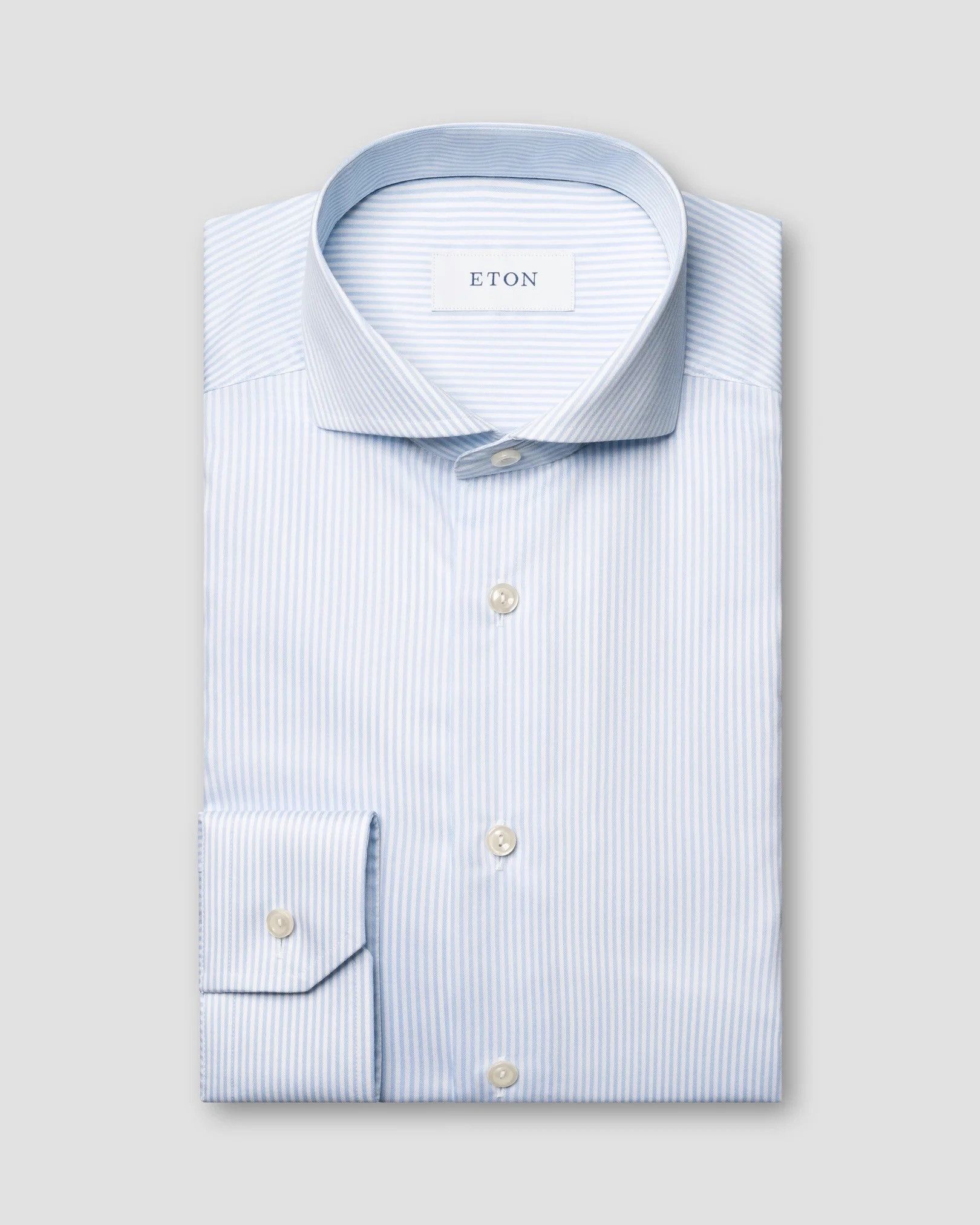 Eton Eton Slim Fit Button Shirt Mens 46 Light Blue Striped Size US M / EU 48-50 / 2 - 1 Thumbnail