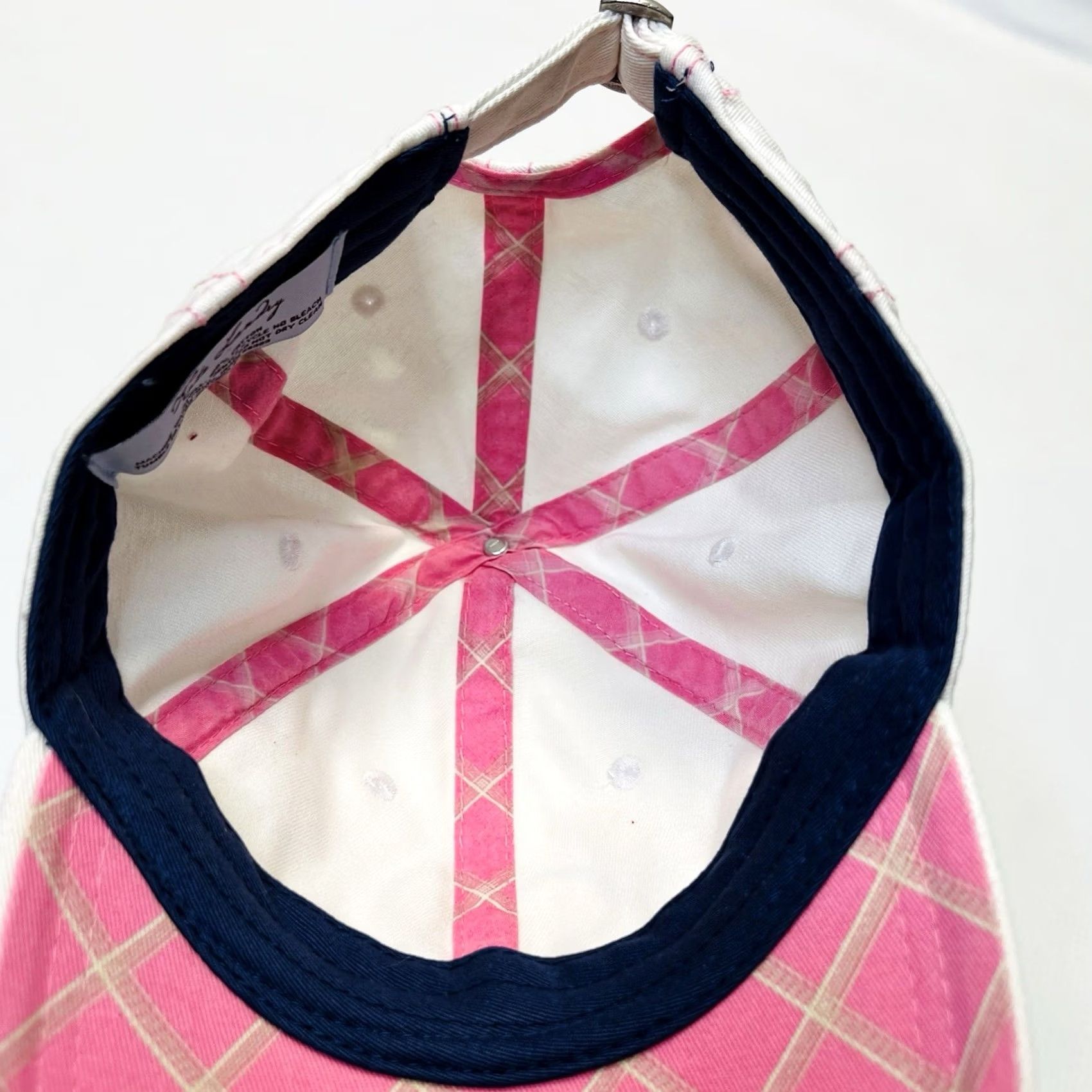 Vintage VINTAGE Kate Landry Hat White Pink Heart Adjustable Strap Baseball Cap Womens One Size Beach Boating 90s 80s Y2K Heart Theme Size ONE SIZE - 7 Thumbnail