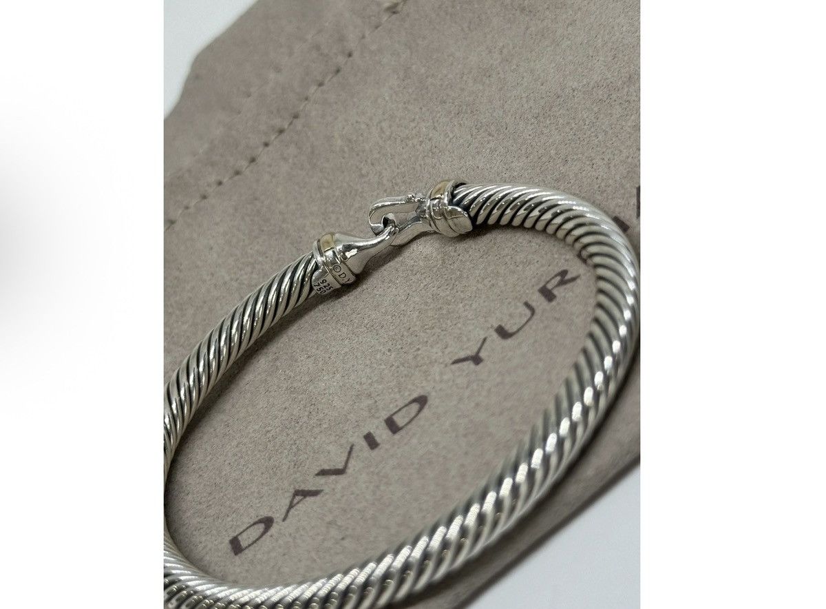 David Yurman David Yurman Classic Cable Silver Bangle w 18k 5mm Sz Medium Size ONE SIZE - 6 Thumbnail