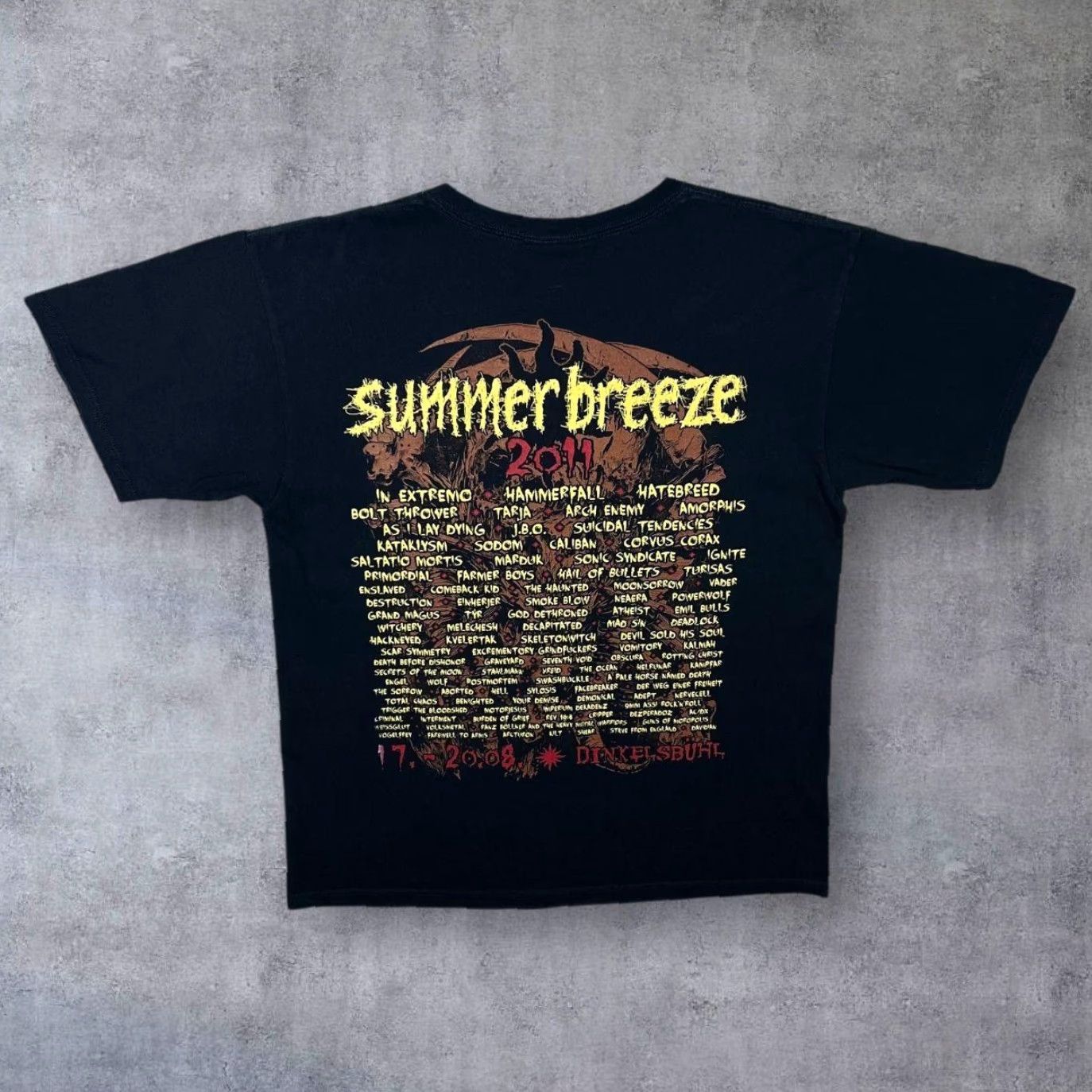 Vintage Summer Breeze Festival 2011 Hard Rock Heavy Metal Band Lineup Black T-Shirt L Mens Short Sleeve Cotton Shirt Size US L / EU 52-54 / 3 - 2 Thumbnail
