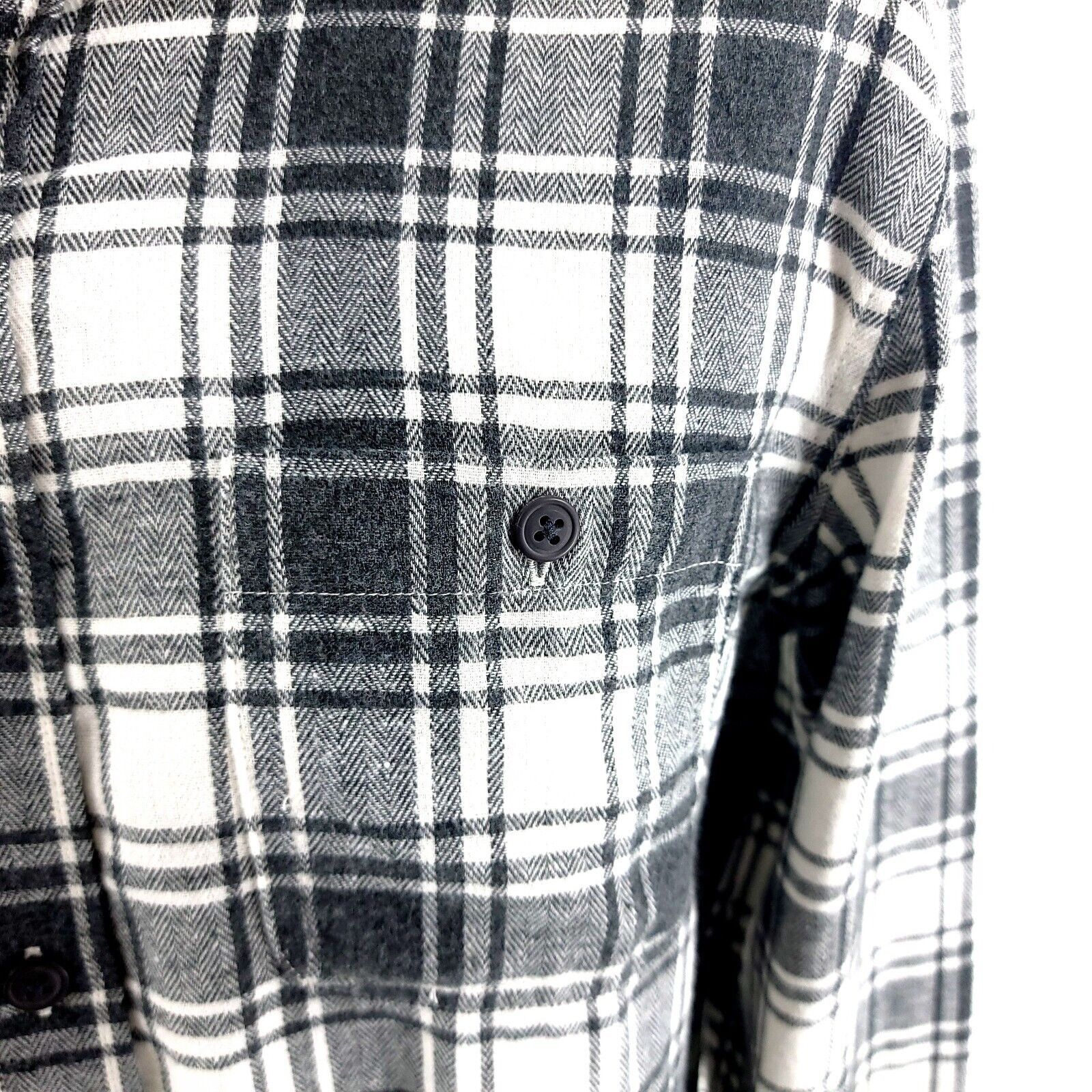Designer Bixby Medium Slim Gray White Plaid Button Front Flannel Coll Size US M / EU 48-50 / 2 - 3 Thumbnail