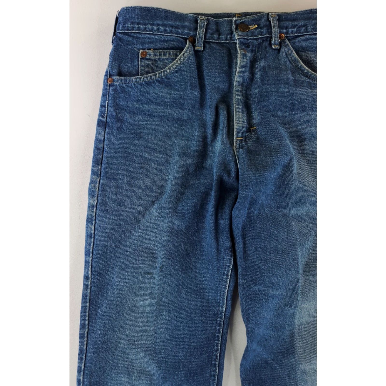 Lee VINTAGE Lee Riders VTG 70s Whiskering Faded Mended Mens Jeans 32x34 Regular Blue Denim Straight 70s Mens Size ONE SIZE - 4 Thumbnail