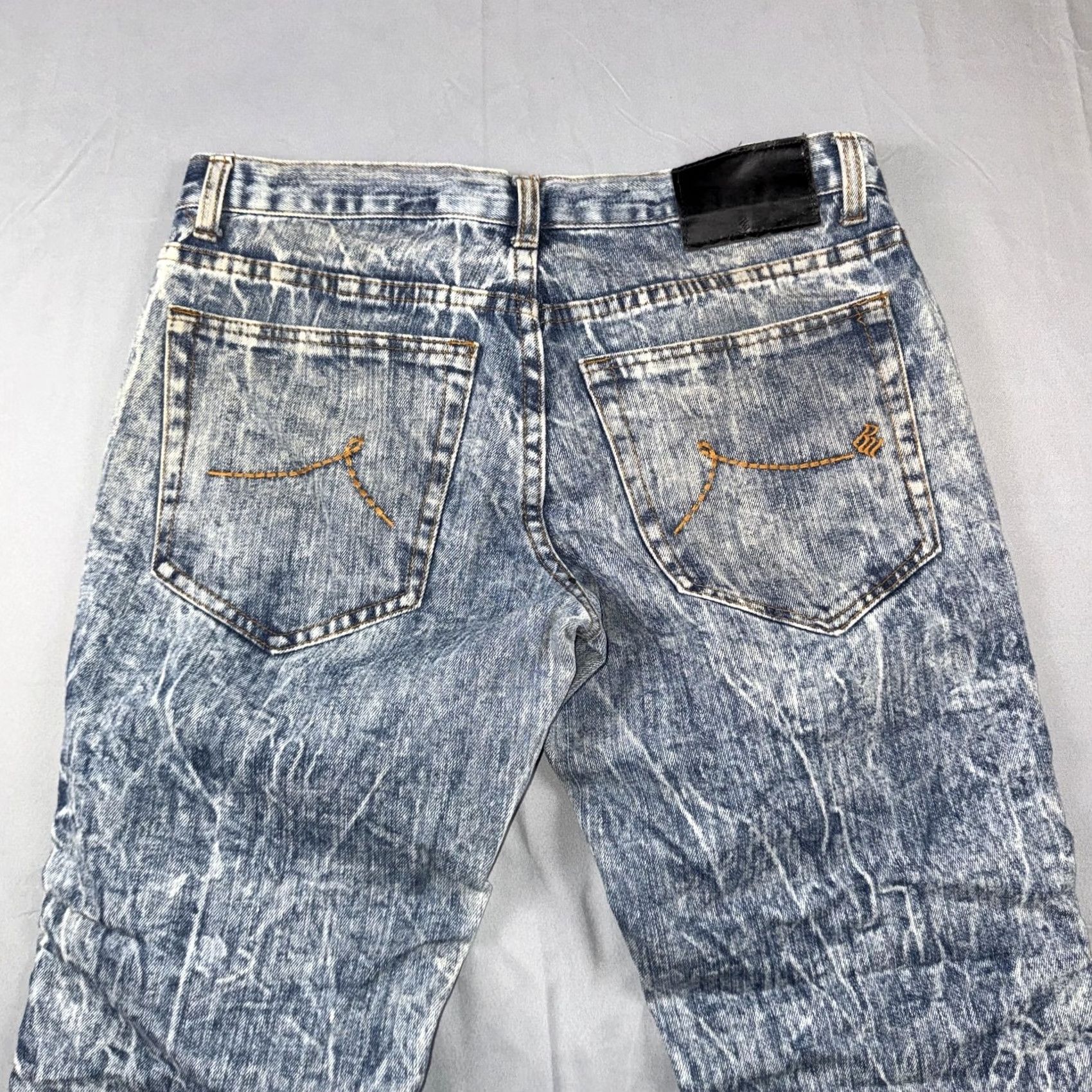 Rocawear Rocawear Jeans Mens 32x32 Blue Acid Wash Moto Distressed Straight Denim Pants Size US 32 / EU 48 - 6 Thumbnail