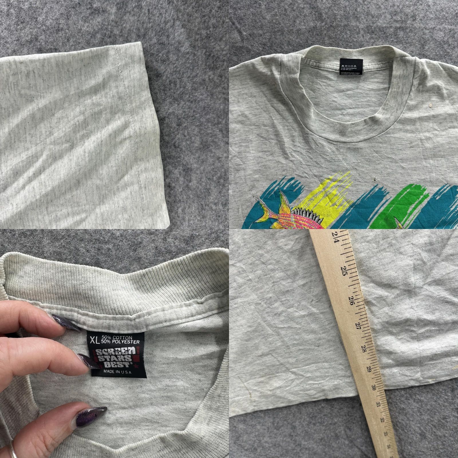 Vintage VINTAGE Screen Stars Best Shirt Mens XL Gray Fish Graphic Tee USA 90s St Thomas USVI Size US XL / EU 56 / 4 - 8 Thumbnail