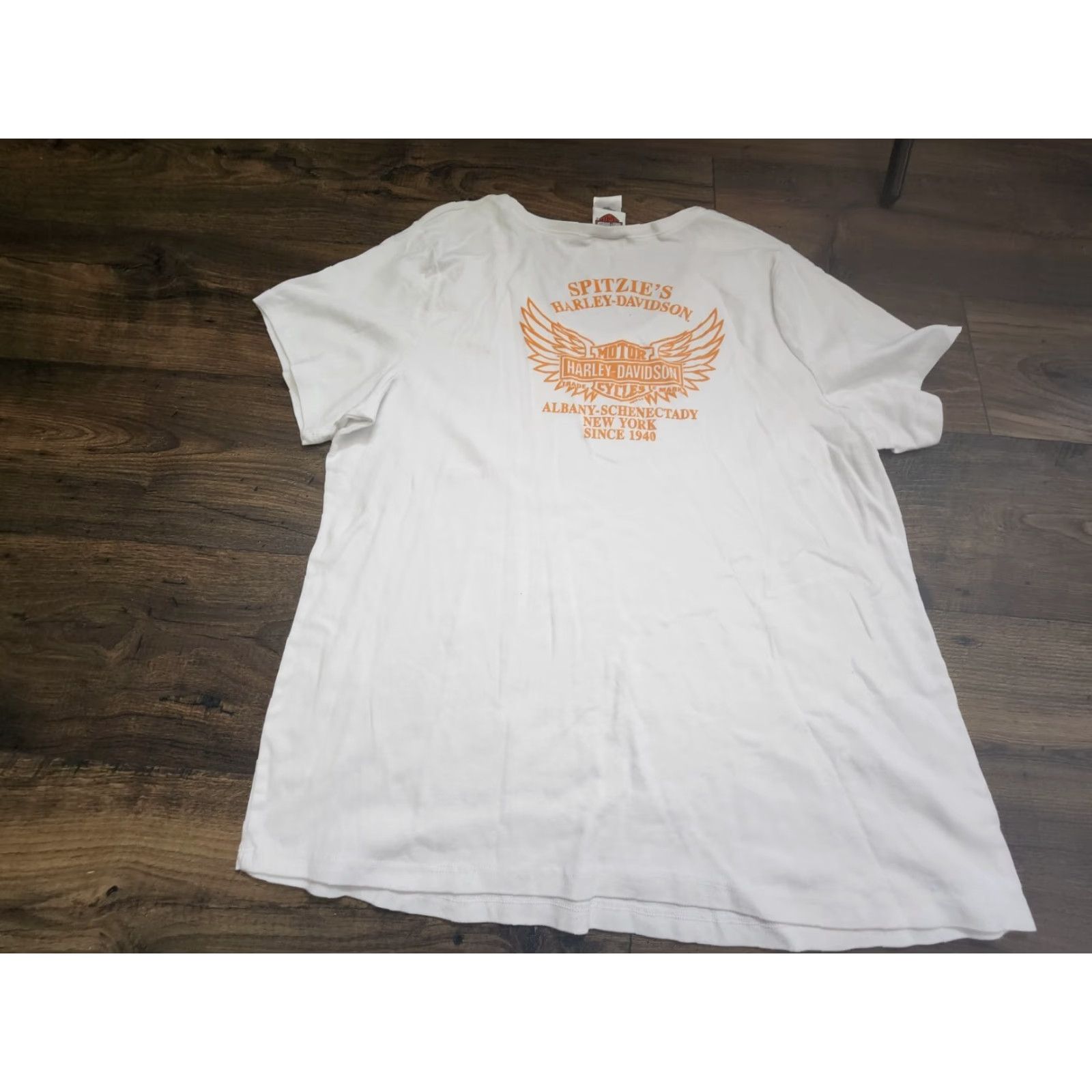 Harley Davidson Harley-Davidson T-Shirt Womens 2X Double Sided Albany New York Solid White 100% Cotton Regular Fit Short Sleeve Round Neck Casual NYC Theme Size XXL / US 16-18 / IT 52-54 - 2 Thumbnail