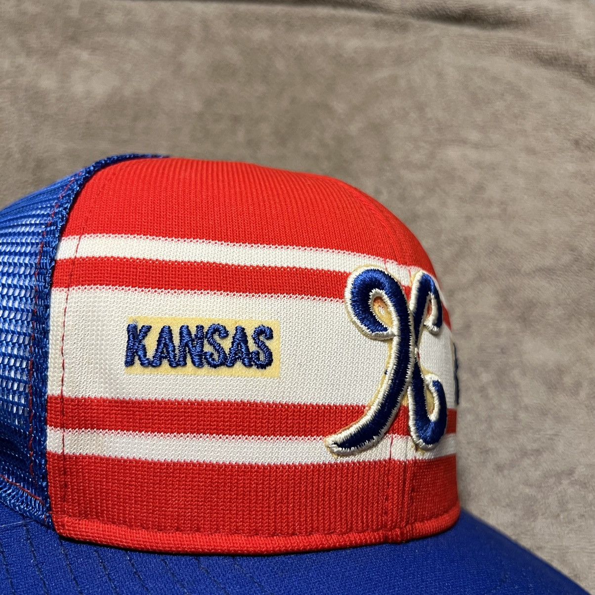 NCAA × Vintage Vintage 80s Kansas Jay Hawks AJD Mesh Trucker Hat SnapBack Size ONE SIZE - 4 Thumbnail