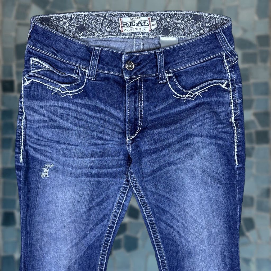 Ariat Ariat Jeans Womens 32x32 Marine Entwined Bootcut Real Denim Whipstitch Whisker Size 24" / US 00 / IT 34 - 1 Thumbnail