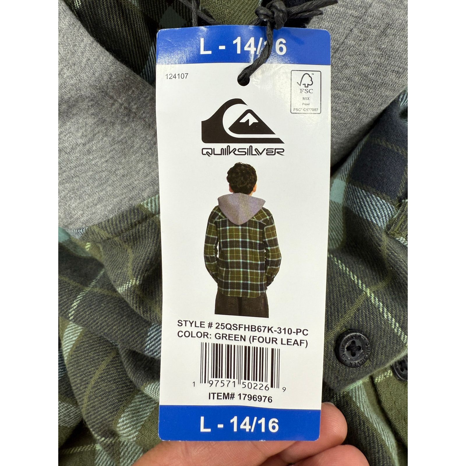 Other NEW Quiksilver Boys Lightweight Flannel Shirt Jacket Hoodie Size US L / EU 52-54 / 3 - 10 Thumbnail