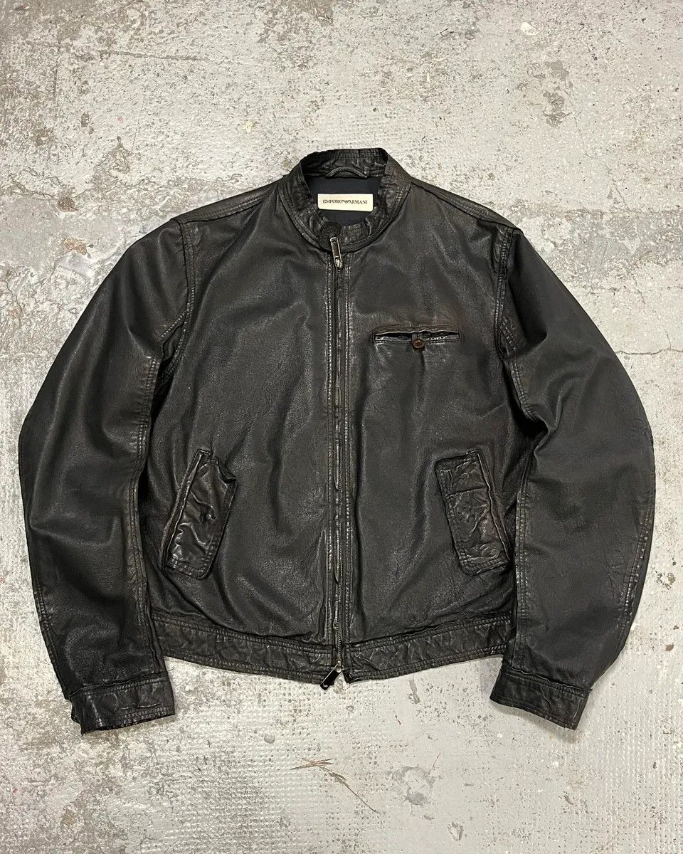 Emporio Armani AW2004 Emporio Armani Black Long Minimalist Leather