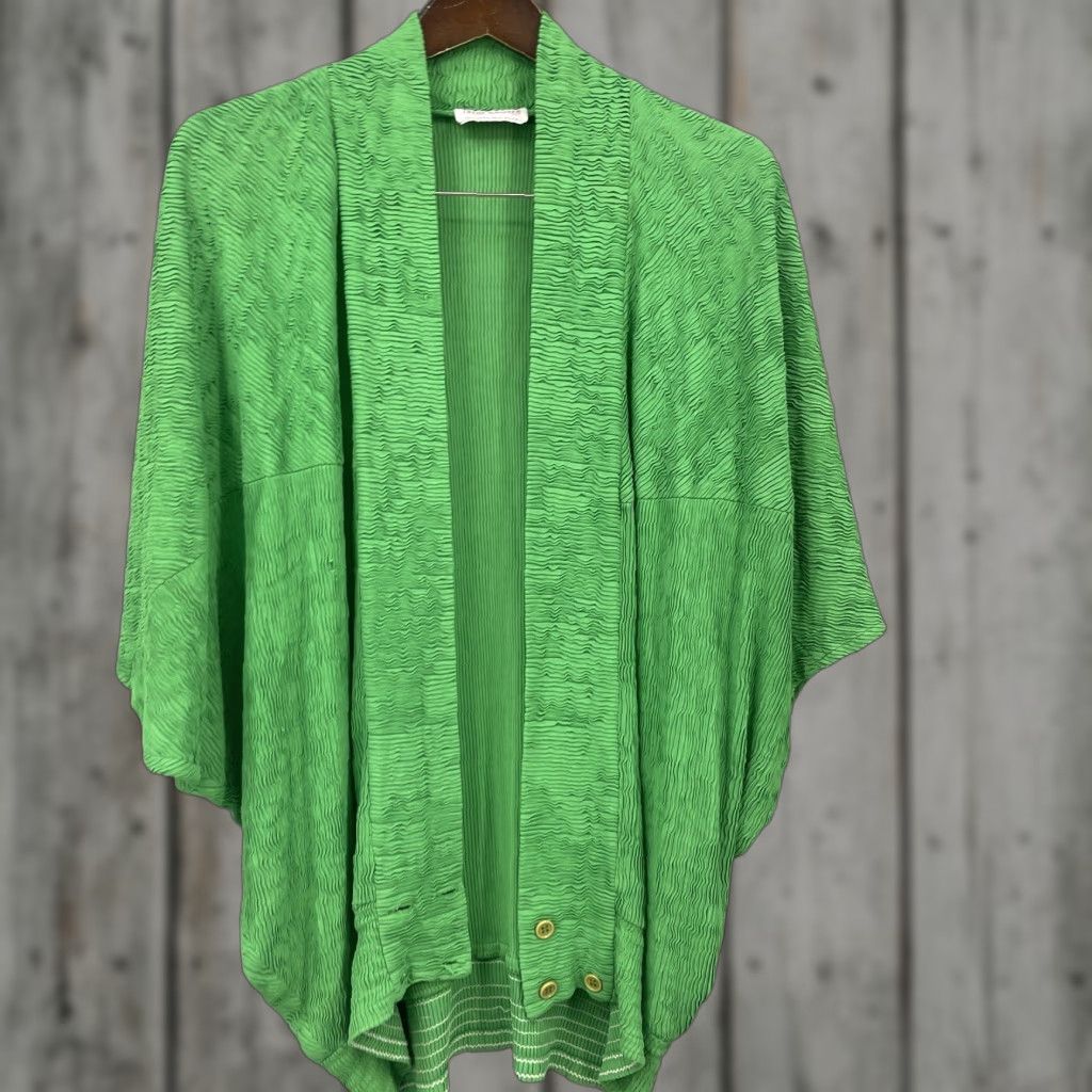 Vintage VTG Irene Kasmer Cardigan Womens M Green 1970s Vintage Secretary/Geek Dolman Sleeve Kimono Ribbed Cottagecore Shirt Mens/Womens Size M / US 6-8 / IT 42-44 - 1 Thumbnail