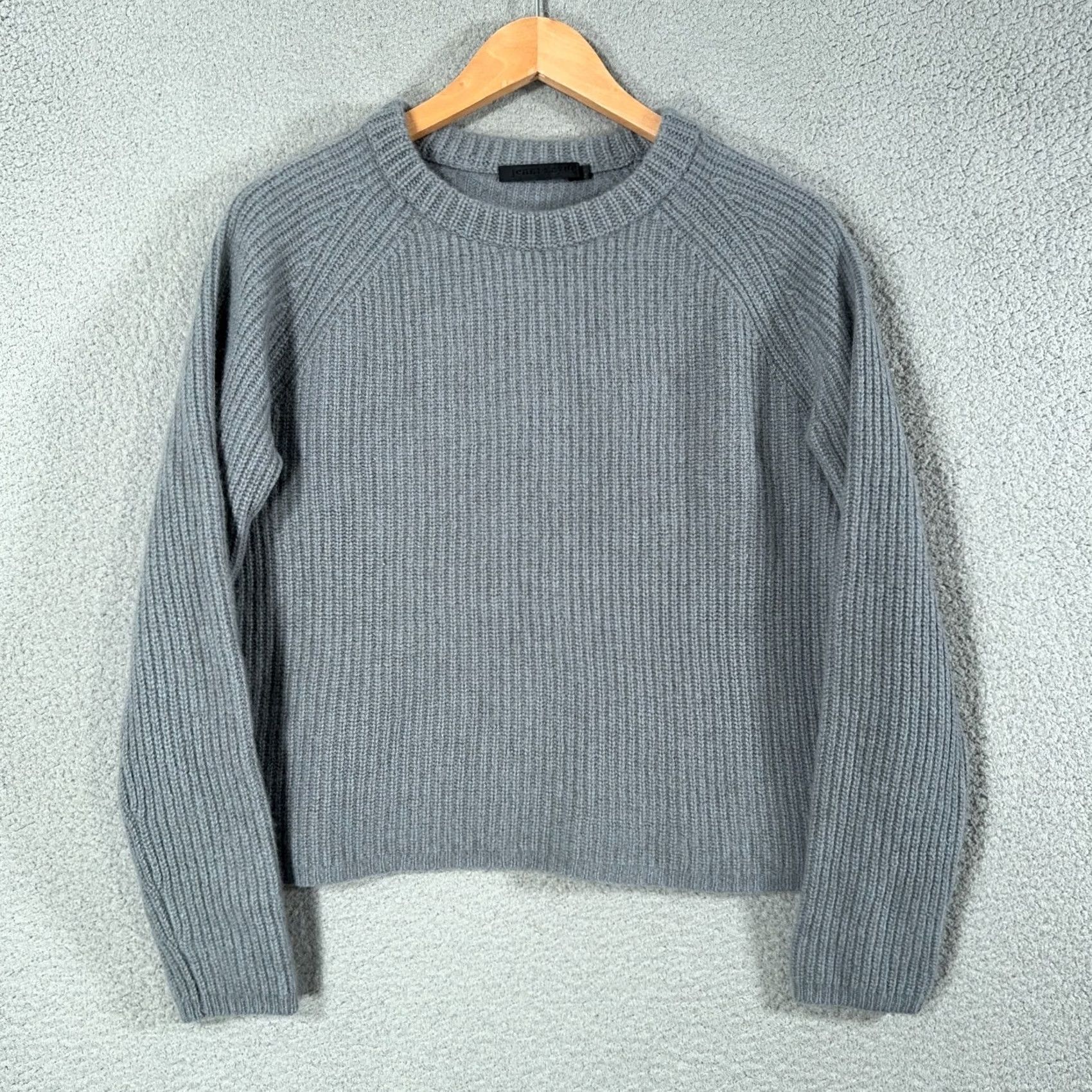 Vintage Jenni Kayne 100% Cashmere Fisherman Sweater Womens Large Gray Mock Neck Pullover Size L / US 10 / IT 46 - 2 Thumbnail