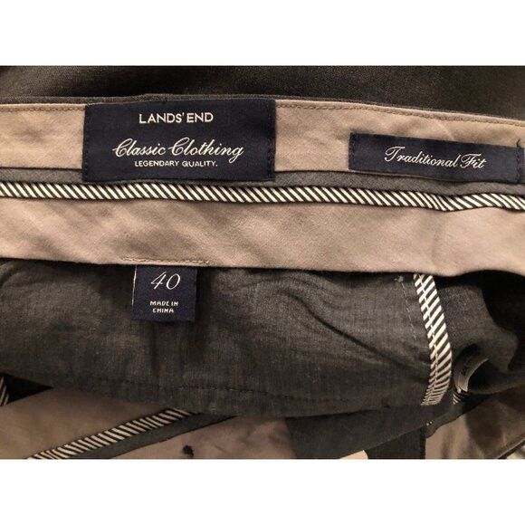 Lands' End Lands'end men's gray 100%wool dress pants size: 42/30 Size 42R - 3 Thumbnail