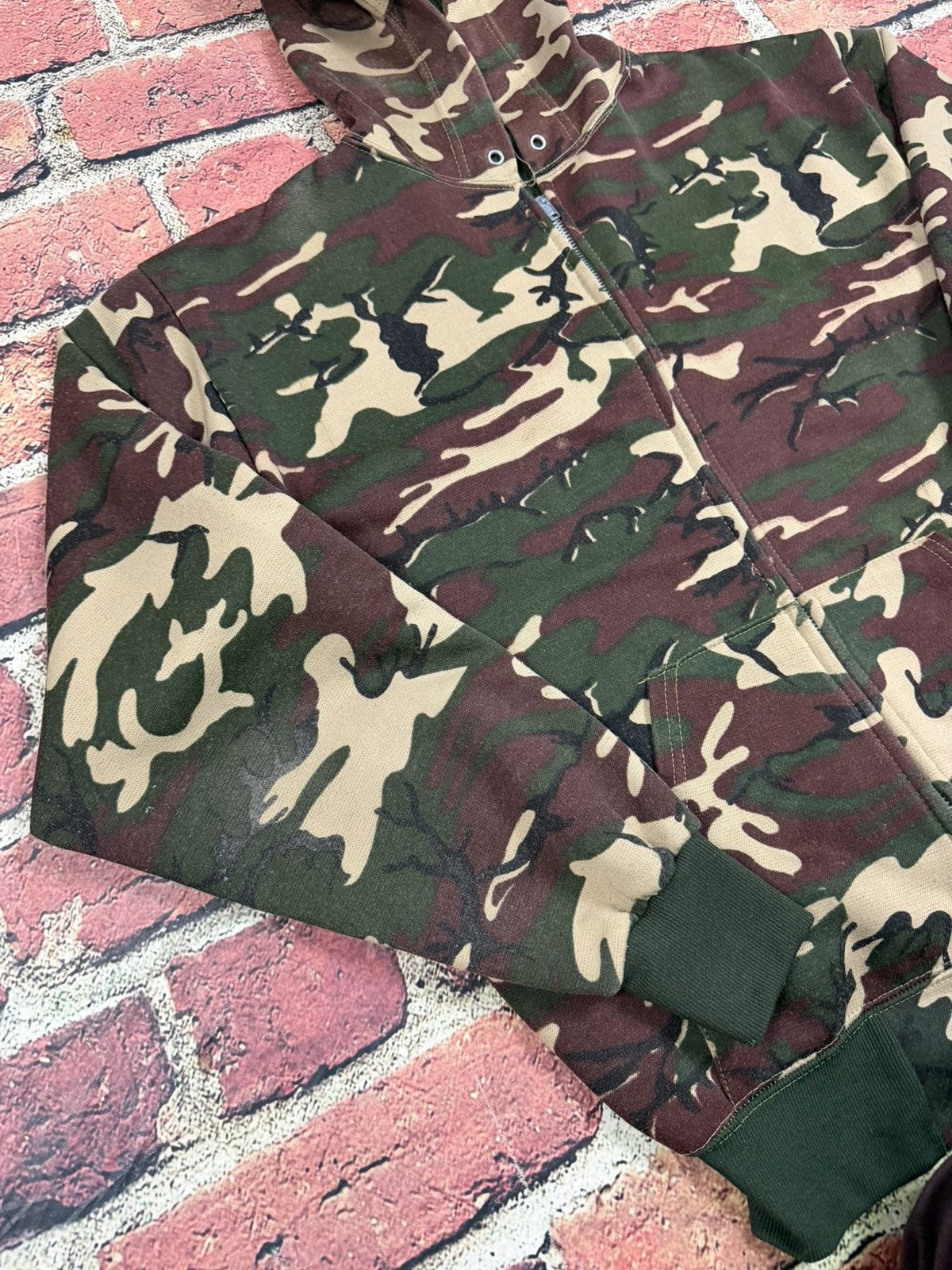 Other Vintage Camo Zip Up Hoodie Thermal Lined Sweatshirt Blank Size US L / EU 52-54 / 3 - 10 Thumbnail