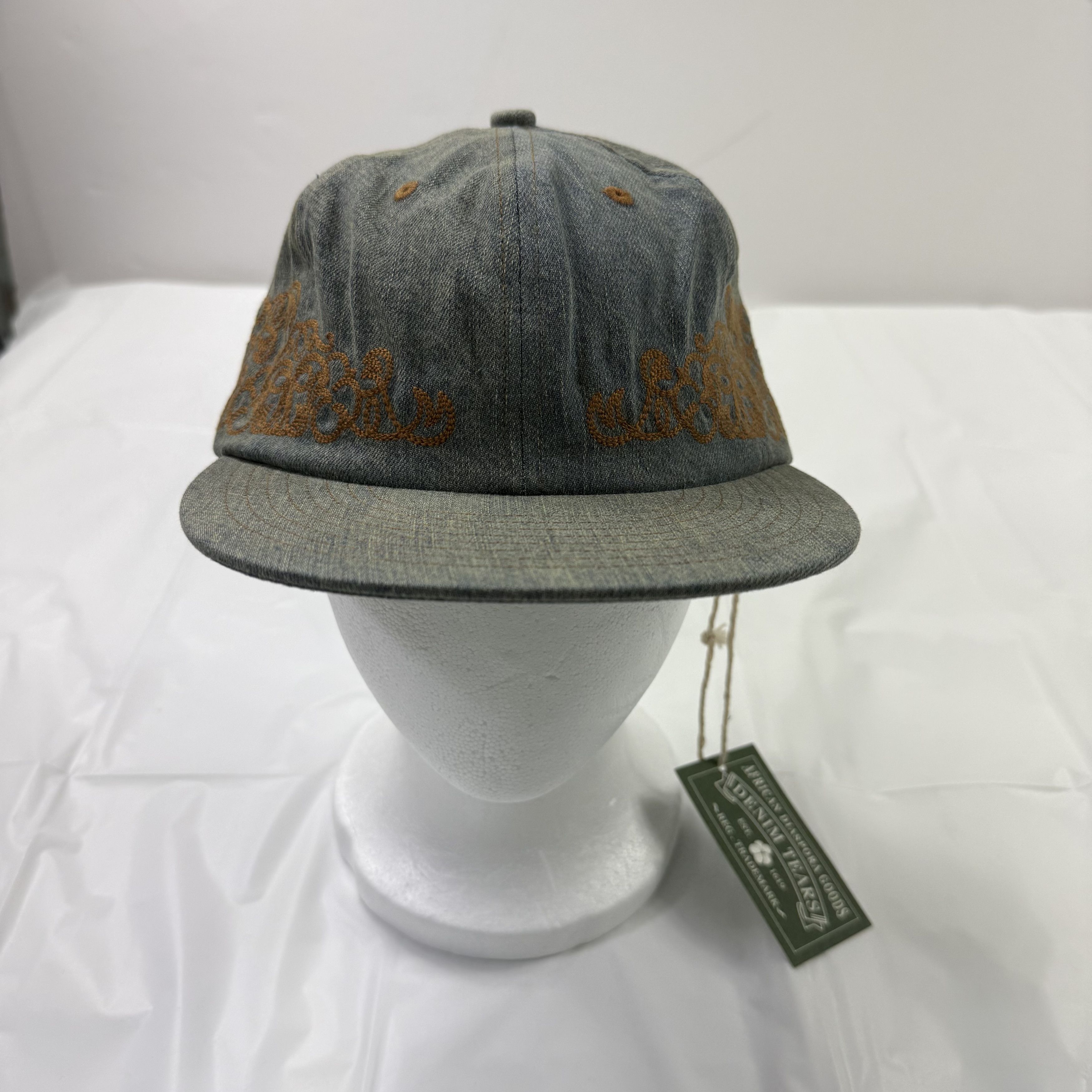 DENIM TEARS Denim Tears Blue Washed Denim Embroidered Strapback Hat Size ONE SIZE - 1 Thumbnail
