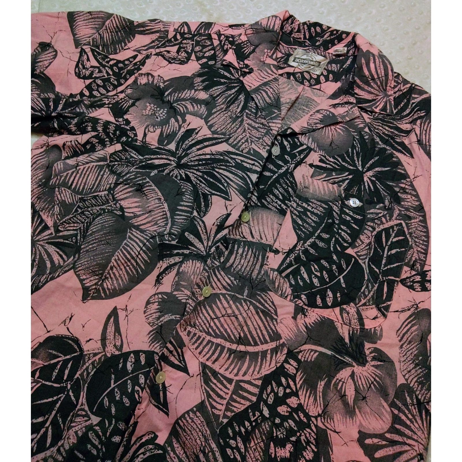 Vintage Bon Homme Men's L Pink Floral Short Sleeve Button-Up Hawaiian Shirt Hawaiian Casual Shirt Mens Large Pink Floral Bon Homme Vintage USA Size US L / EU 52-54 / 3 - 6 Thumbnail