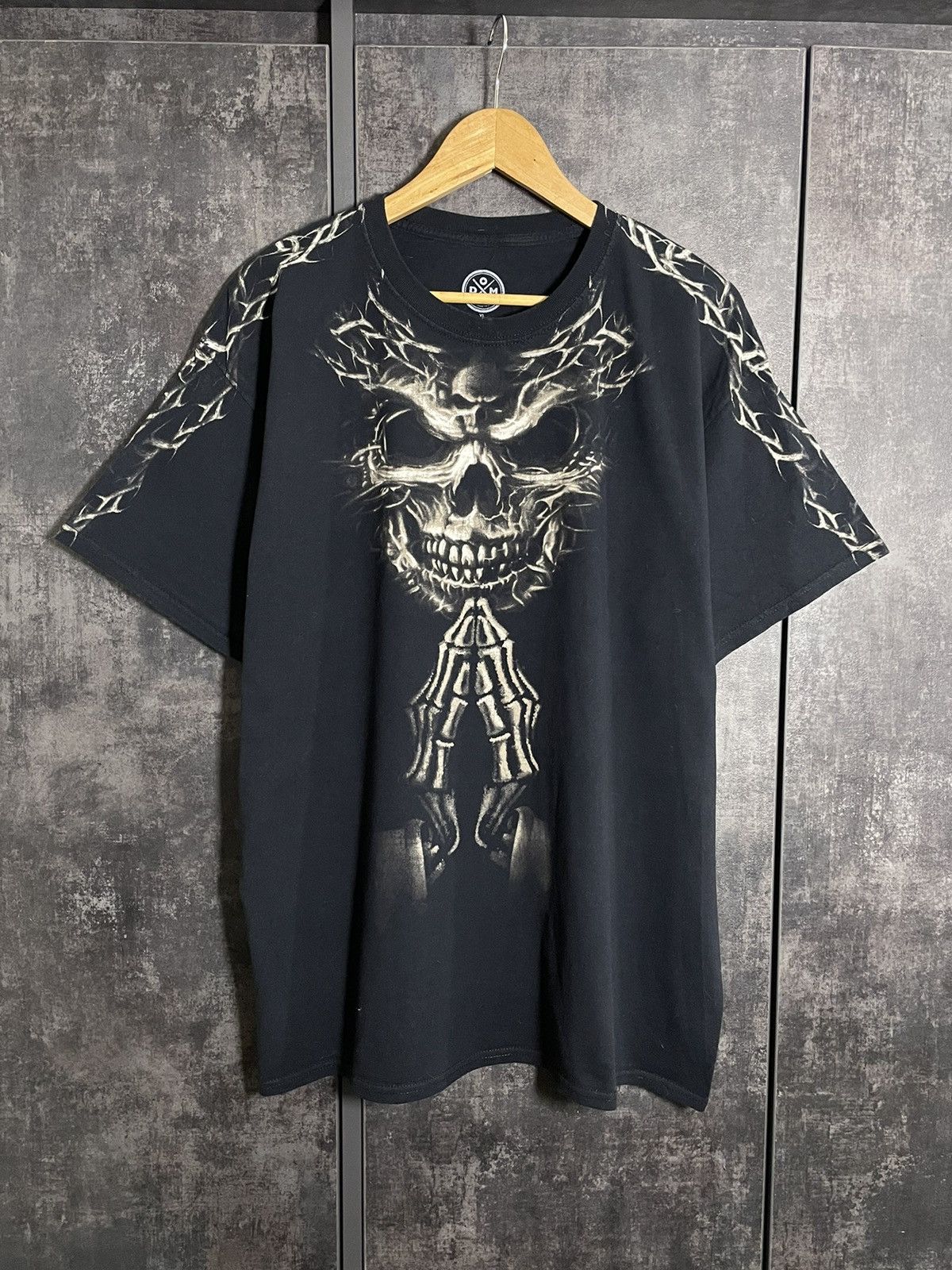 Vintage Crazy Vintage Praying Skull Tribal T-shirt Gothic Y2K Size US XL / EU 56 / 4 - 1 Thumbnail
