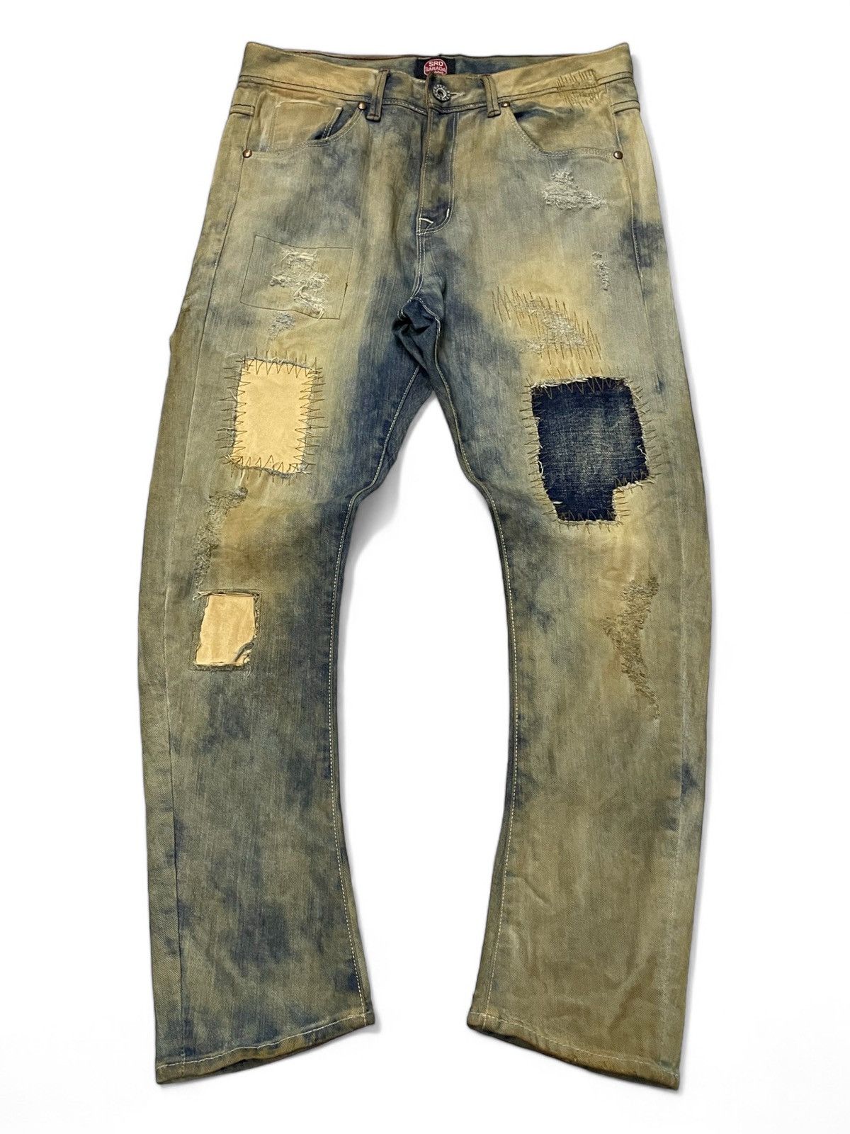 Sarada Japan Boro knee Patch Work Mud Wash Crotch Jeans