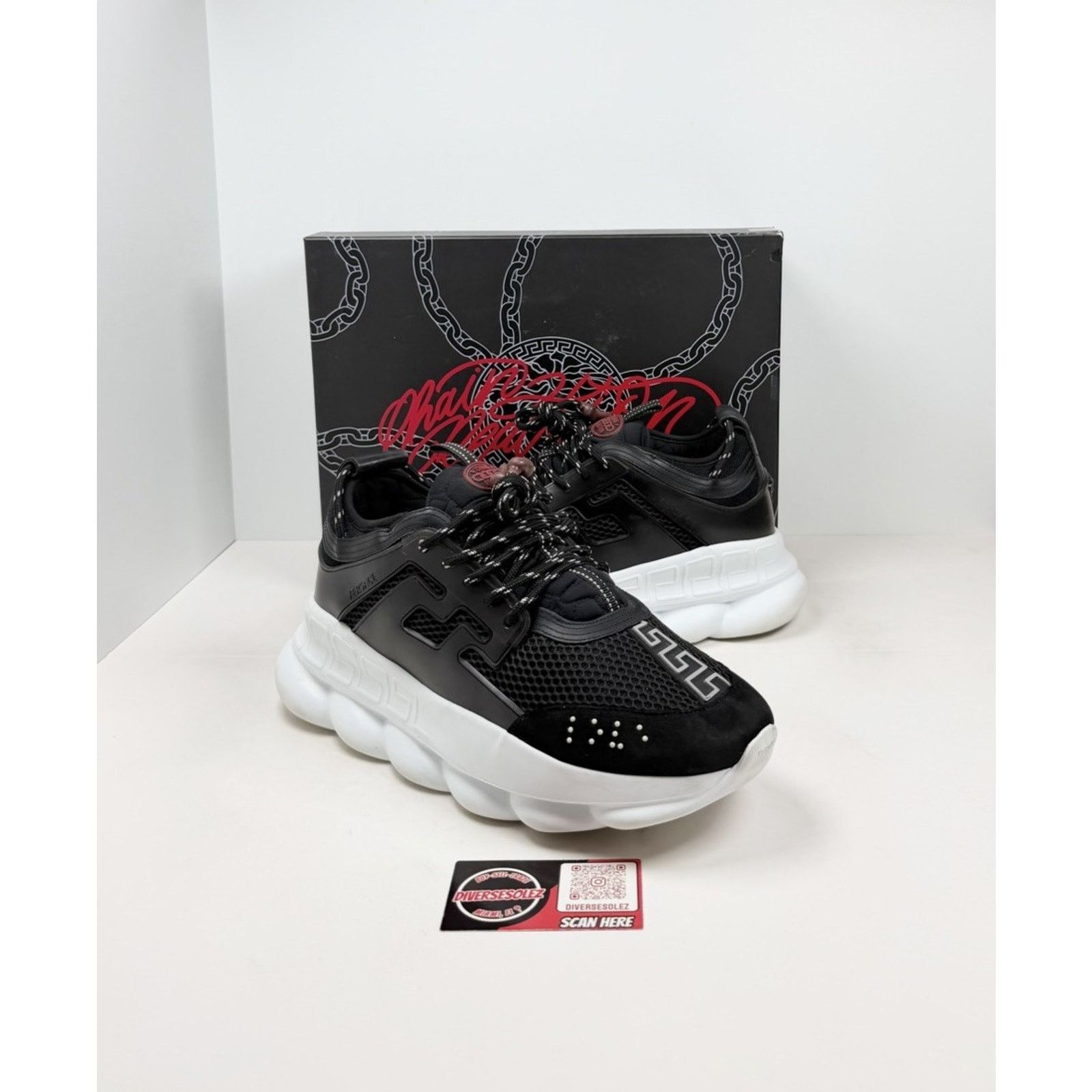 Versace Size 45EU/12US - Versace Chain Reaction Black White Size US 12 / EU 45 - 1 Thumbnail