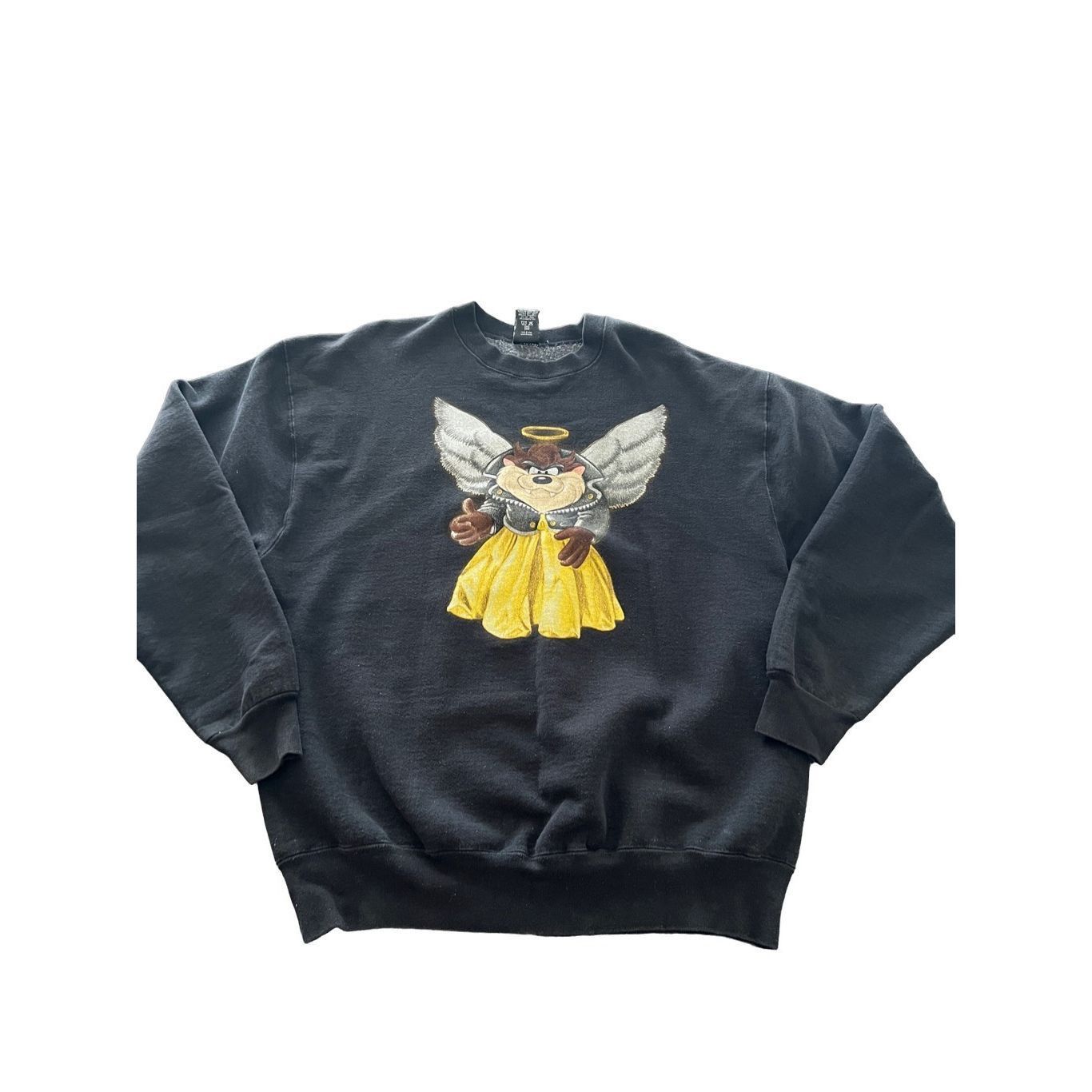 Vintage 90s Warner Bros. Tazmanian Devil Angel Dress Sweatshirt size XL made in USA