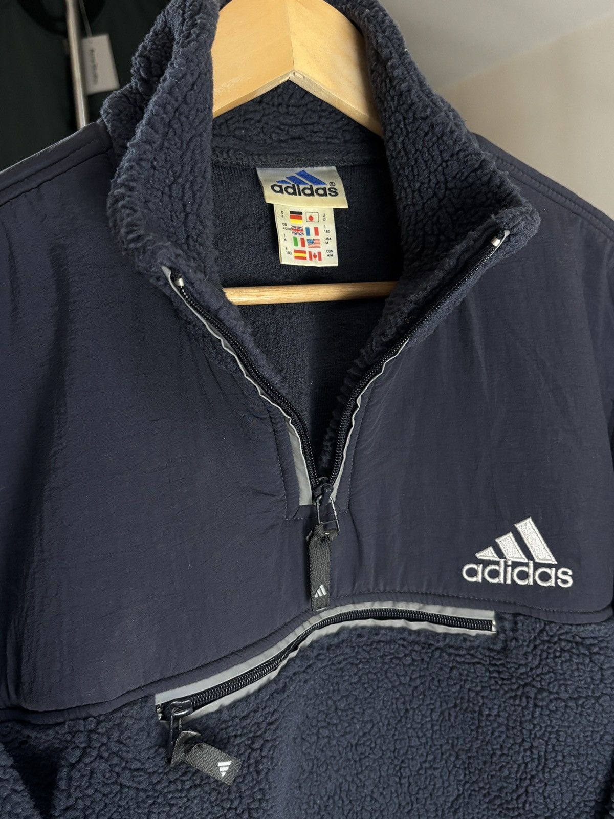 Adidas Adidas Fleece Half Zip Vintage Jacket Sherpa Fleece Size US M / EU 48-50 / 2 - 3 Thumbnail