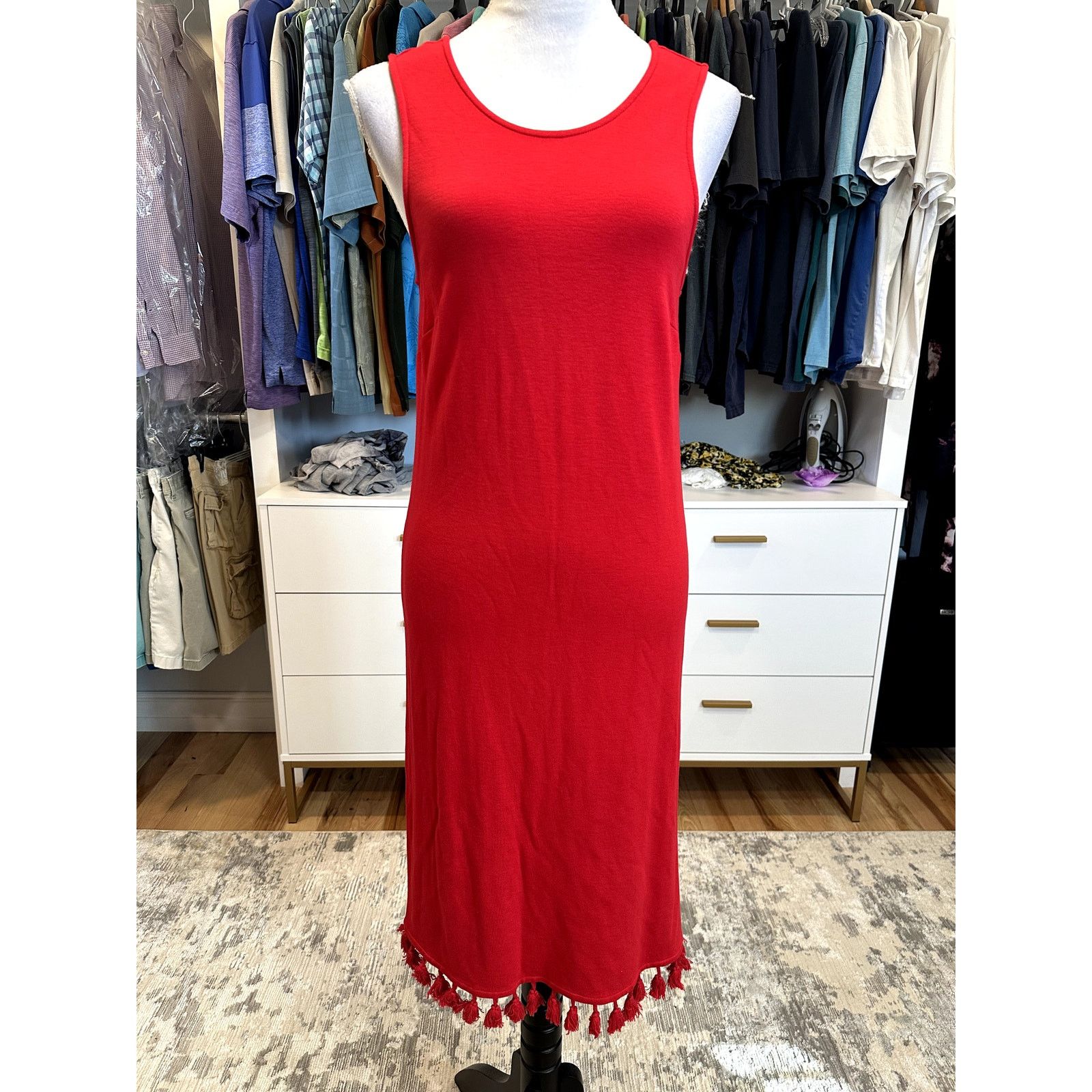 Other Crown & Ivy Women's Red Sleeveless Fringe Hem Midi Dress S Size S / US 4 / IT 40 - 1 Thumbnail