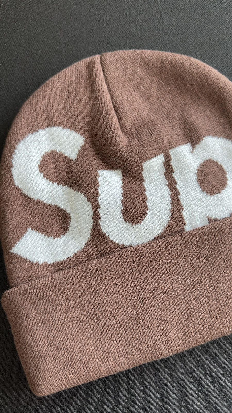 Supreme Supreme Big Logo Beanie Brown Size ONE SIZE - 3 Thumbnail