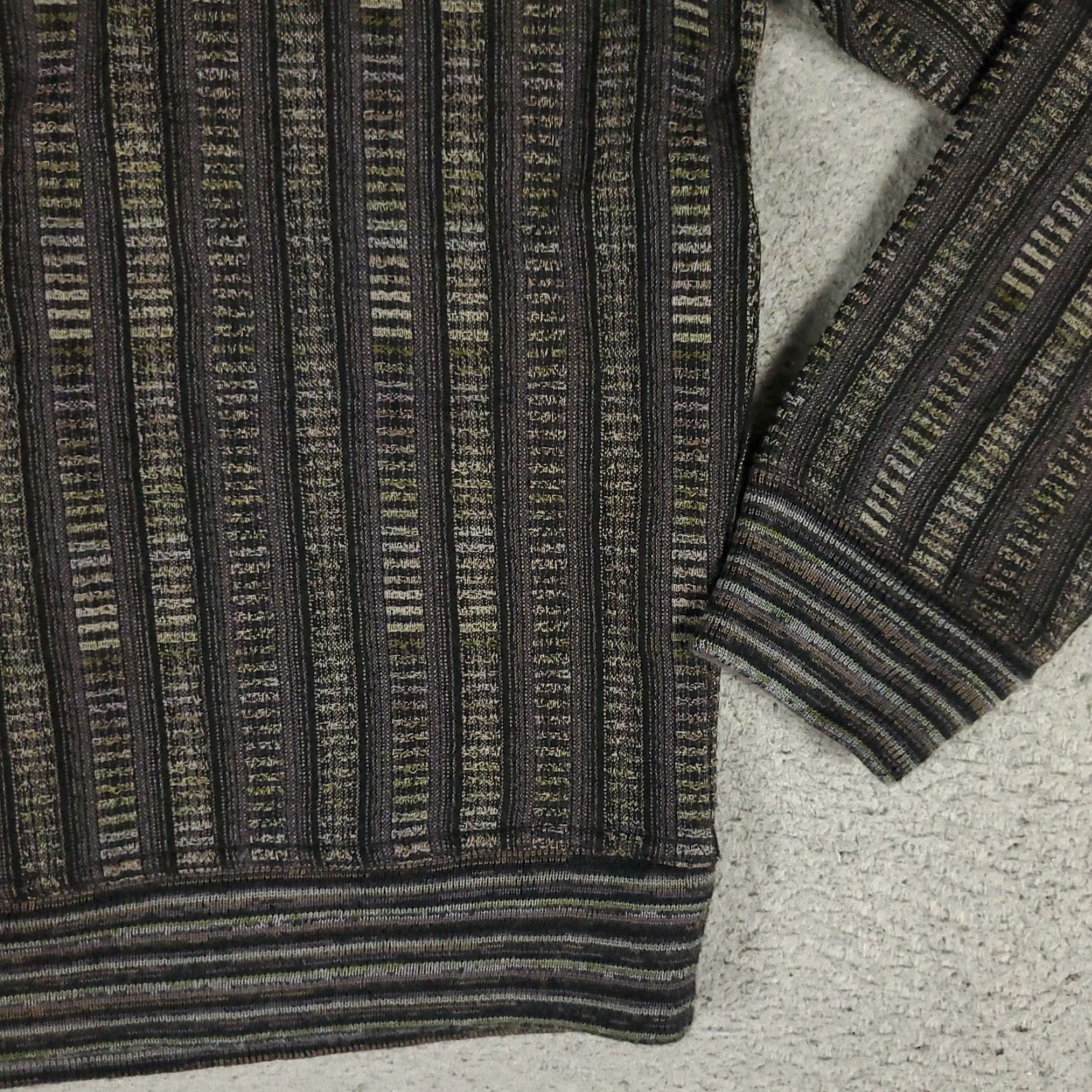 Vintage Jhane Barnes Sweater Mens Small Gray Striped V-Neck Pullover Sweatshirt Size US S / EU 44-46 / 1 - 4 Thumbnail