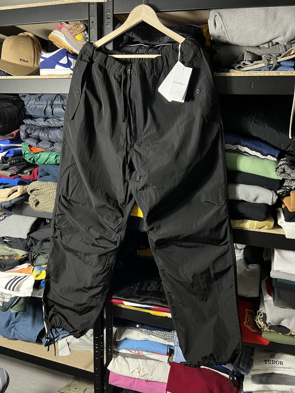 Salvatore Ferragamo Salvatore Ferragamo Premium Black Nylon Pants – Wide Leg Fit Size US 38 / EU 54 - 1 Thumbnail