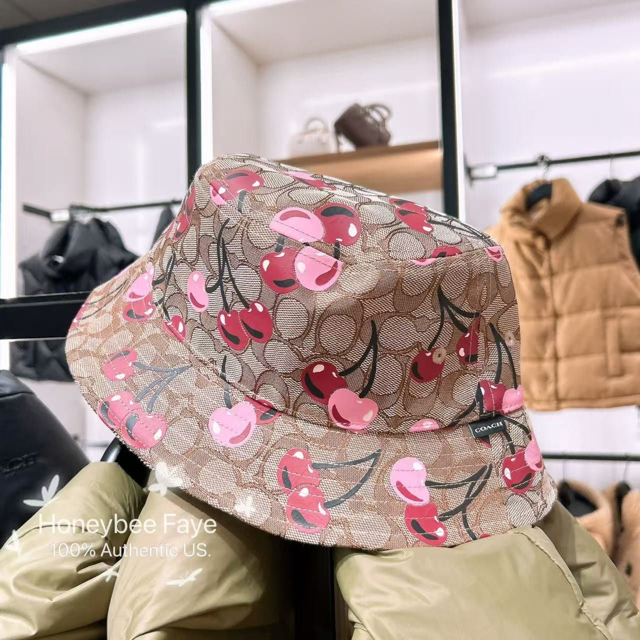 Coach 🍒 Signature Cherry Swirl Print Bucket Hat XS/S CZ550 Size ONE SIZE - 3 Thumbnail