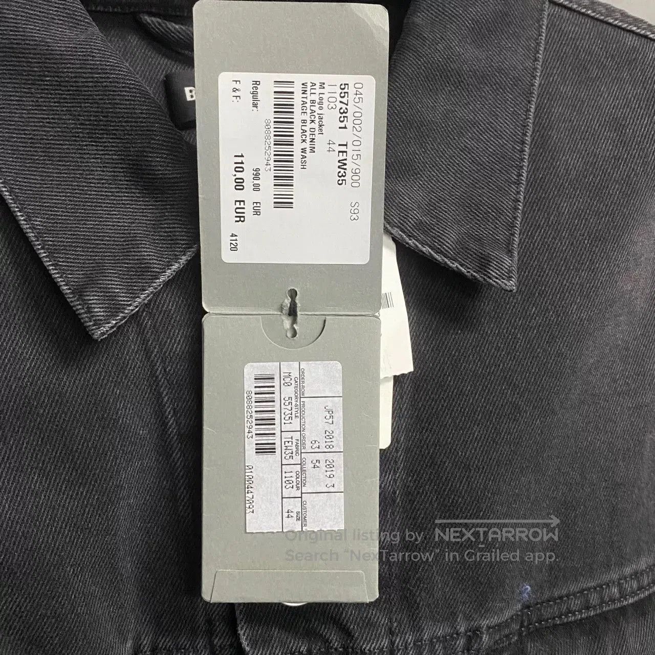 Balenciaga Balenciaga Black Green Embroidery Logo Denim Jacket. Size US S / EU 44-46 / 1 - 4 Thumbnail