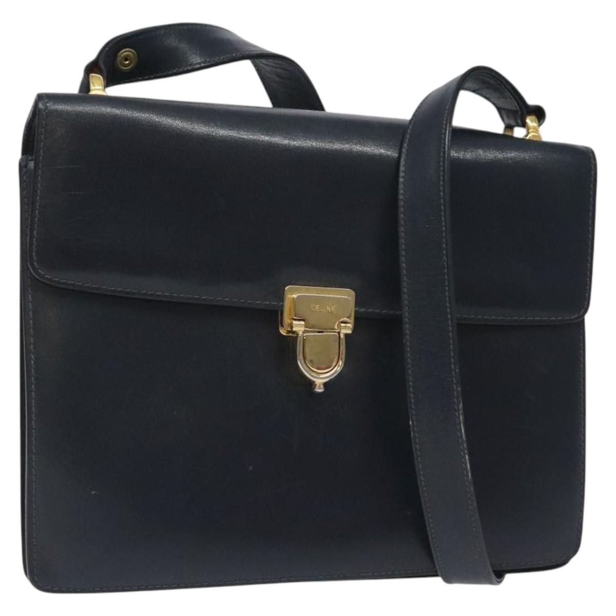 Celine CELINE Shoulder Bag Leather Navy Gold Size ONE SIZE - 1 Thumbnail