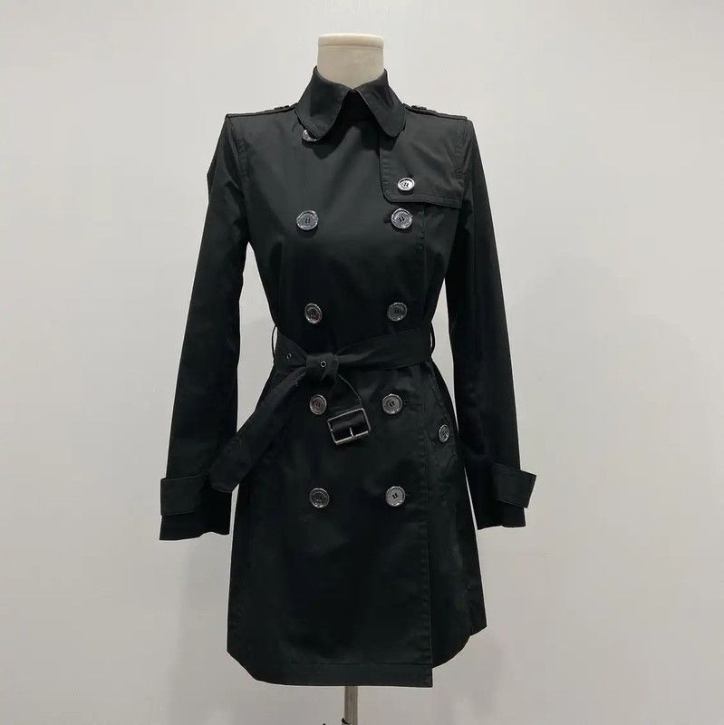 Burberry Burberry Black Cotton Long Trench Coat Size S / US 4 / IT 40 - 1 Thumbnail