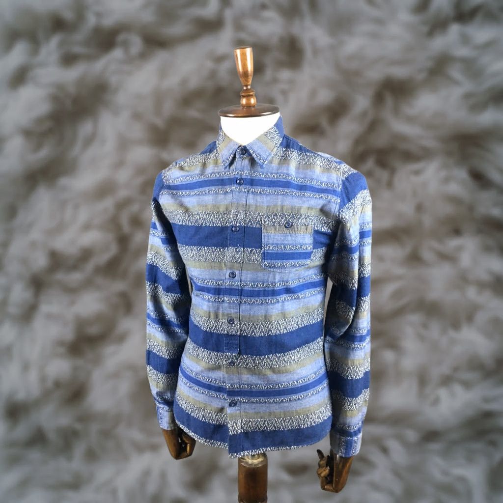 Edwin Edwin Shirt Cotton Blue Men S Button-Up Point Collar Long Sleeve Size US S / EU 44-46 / 1 - 1 Thumbnail